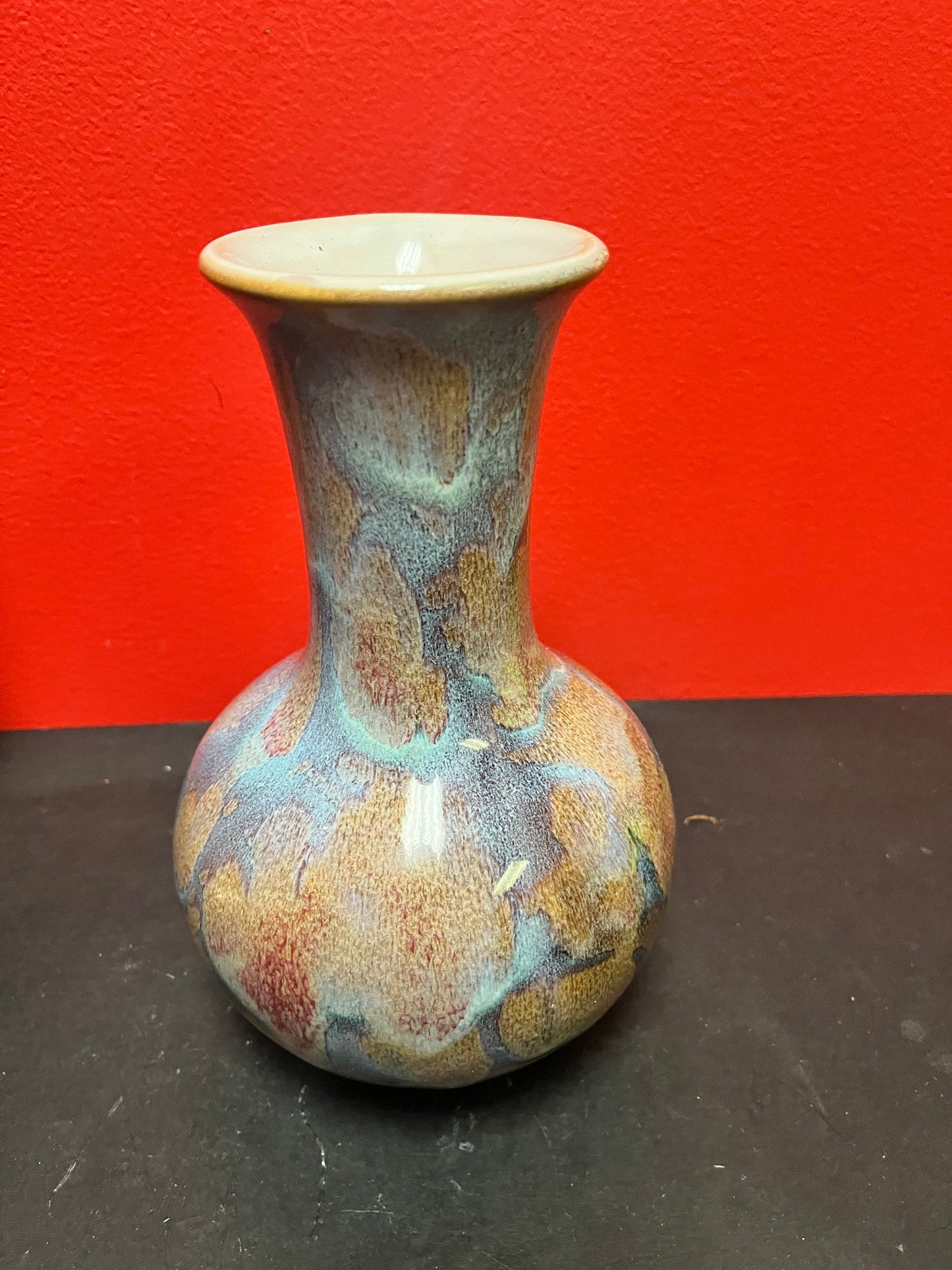 9 Inch vintage Asian handmade vase volcanic explosion amazing look and quality