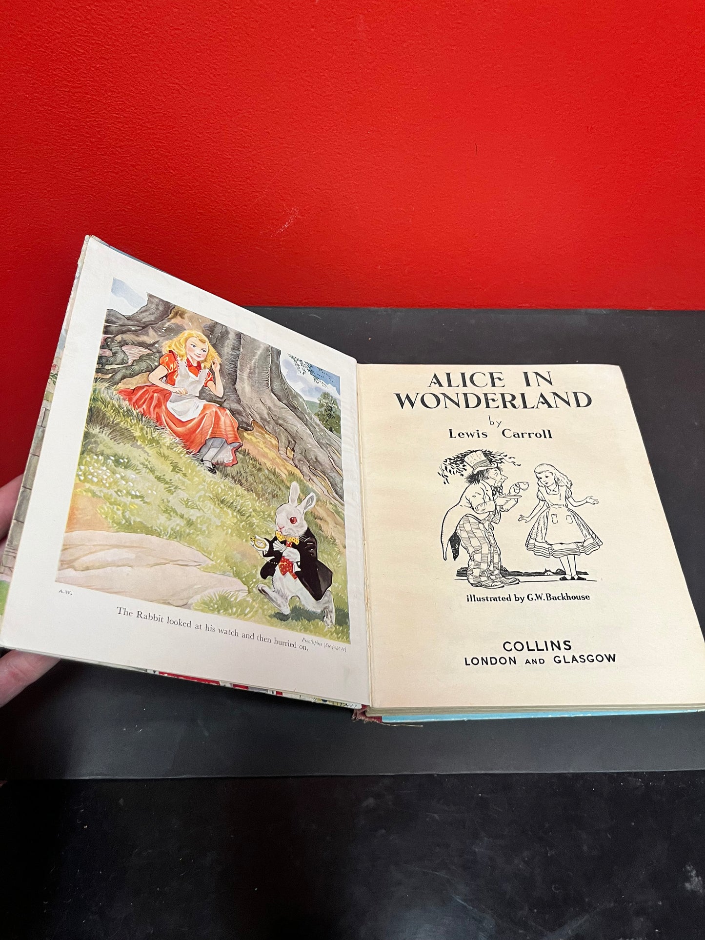 Antique 10 x 8 Alice in Wonderland book by Lewis Carroll as is see photos
