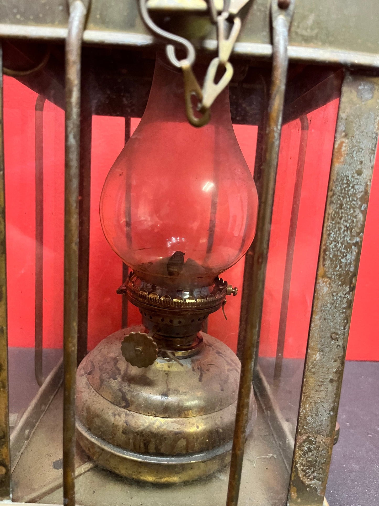 Stunning 17 inch tall antique mint condition Marine brass ships lantern with original glass shade Neptune company