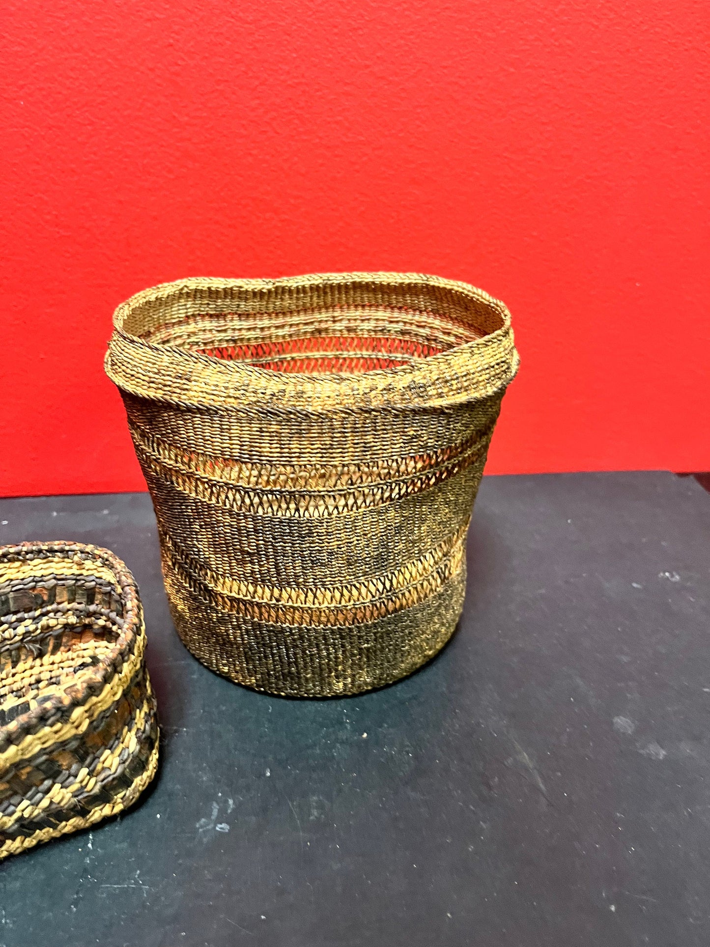 Two Canadian indigenous first nations Baskets 8 and 5 inches as is condition, but nice decorative pieces great value