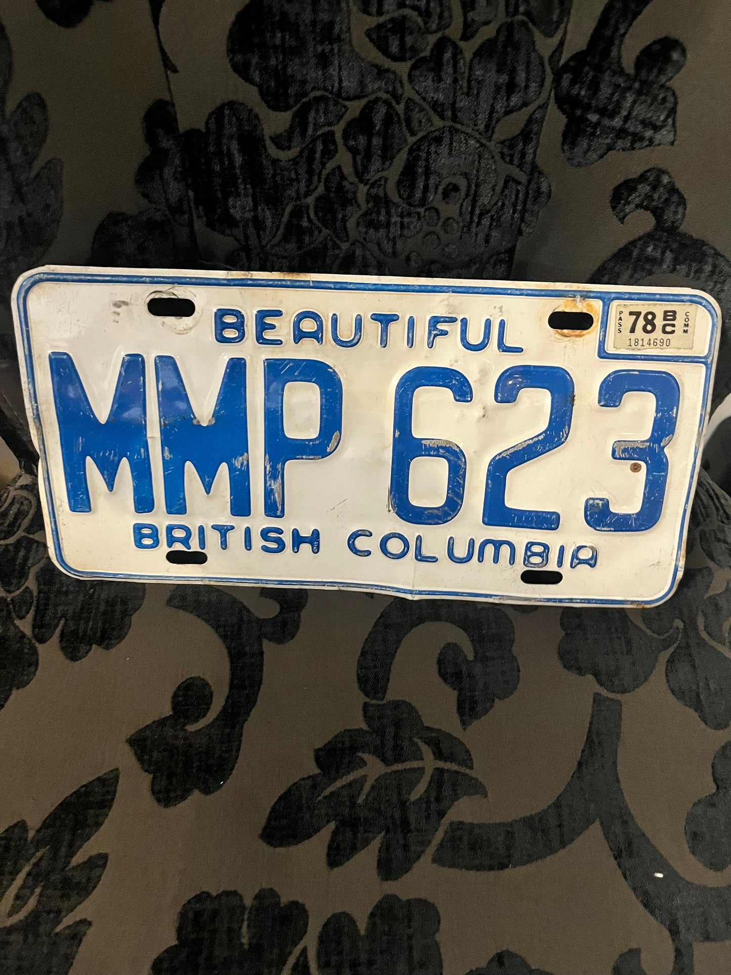 1970s Canadian BC license plate used condition great gift home decor