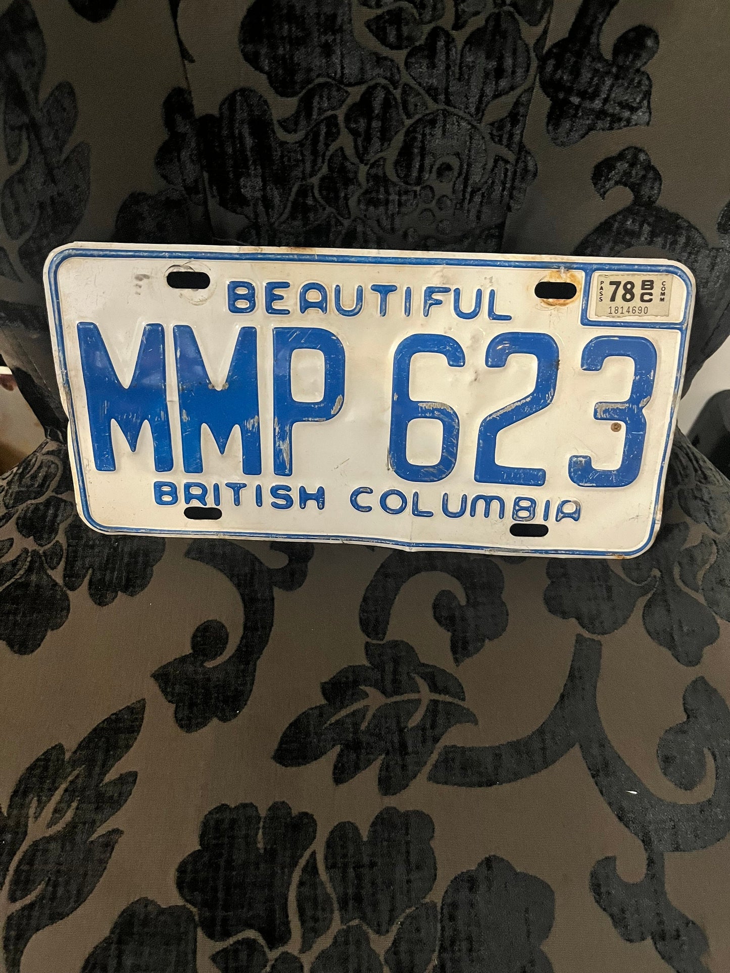 1970s Canadian BC license plate used condition great gift home decor