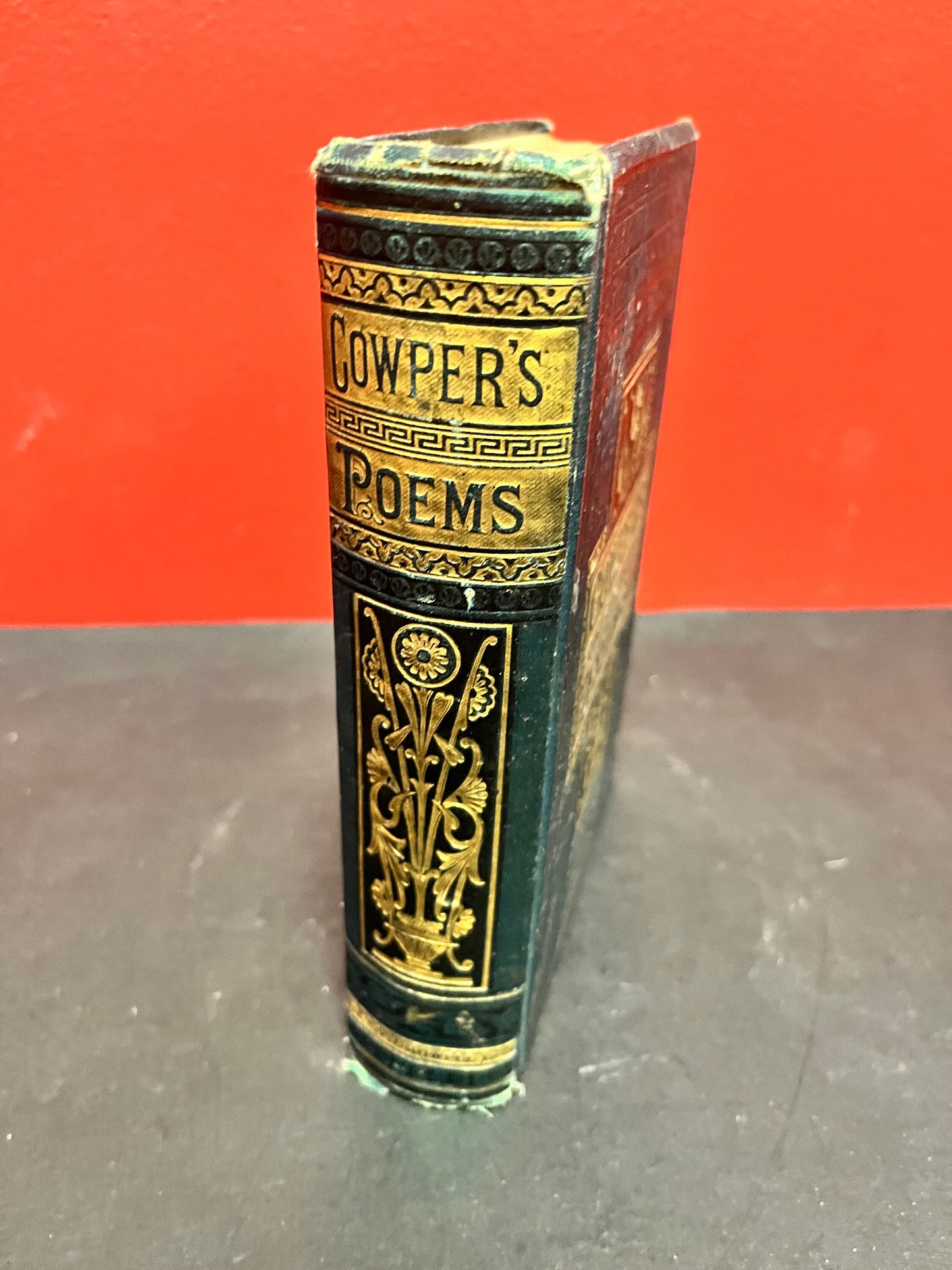 Antique leather bound edition of Cowpers poems used condition - 649 pages