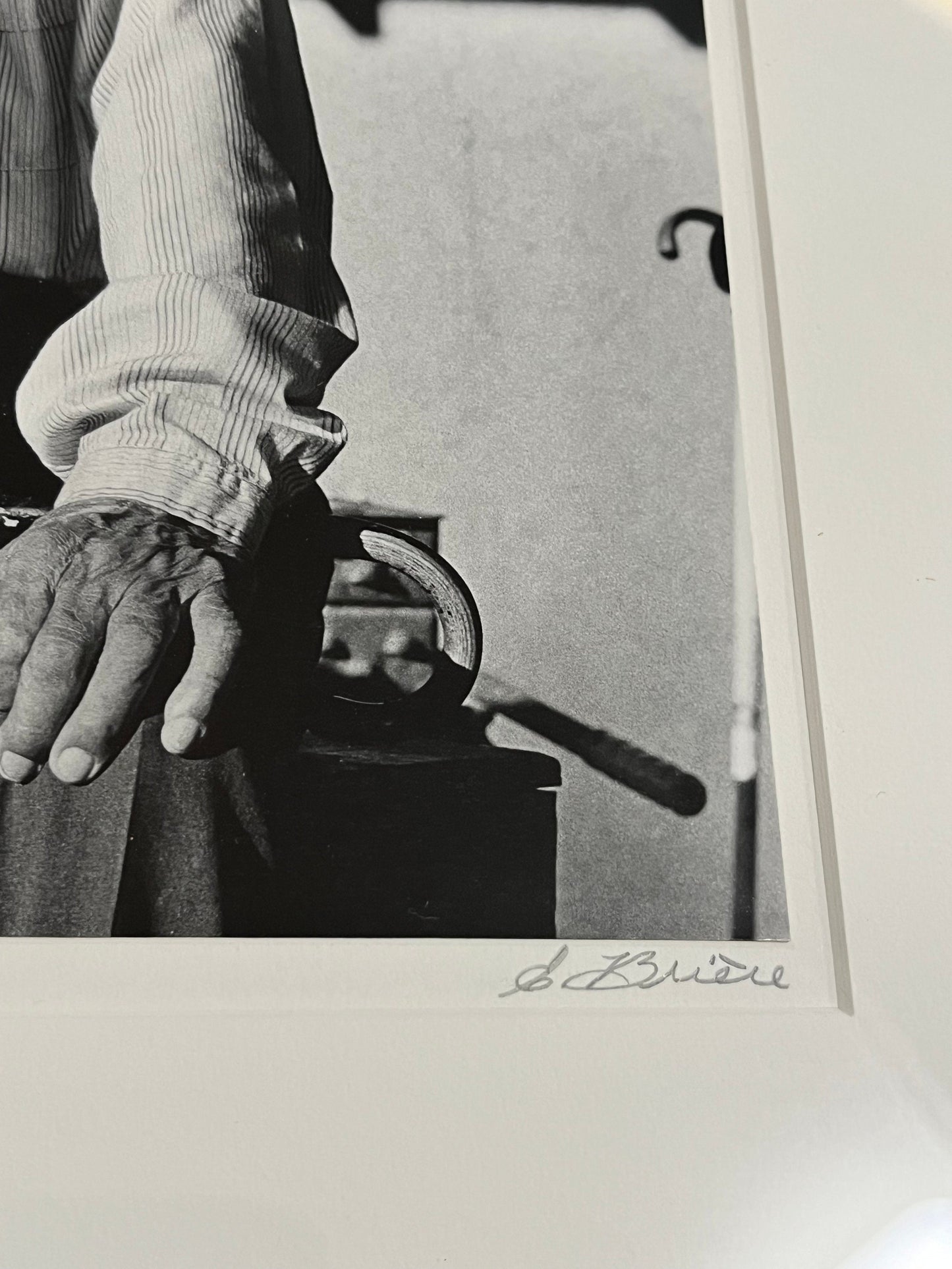 14 x 11 inch black-and-white photo of famous Canadian indigenous artist Jimmy John — signed by photographer— cool imagery — ready to hang