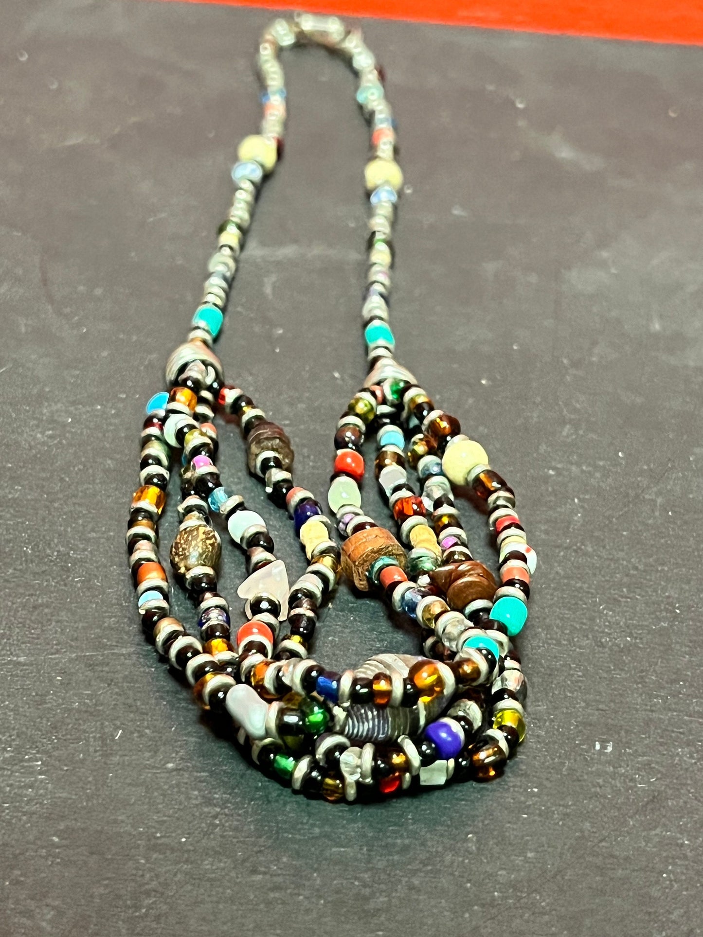 Cool approx 20 inch long bead necklace great colour good value funky