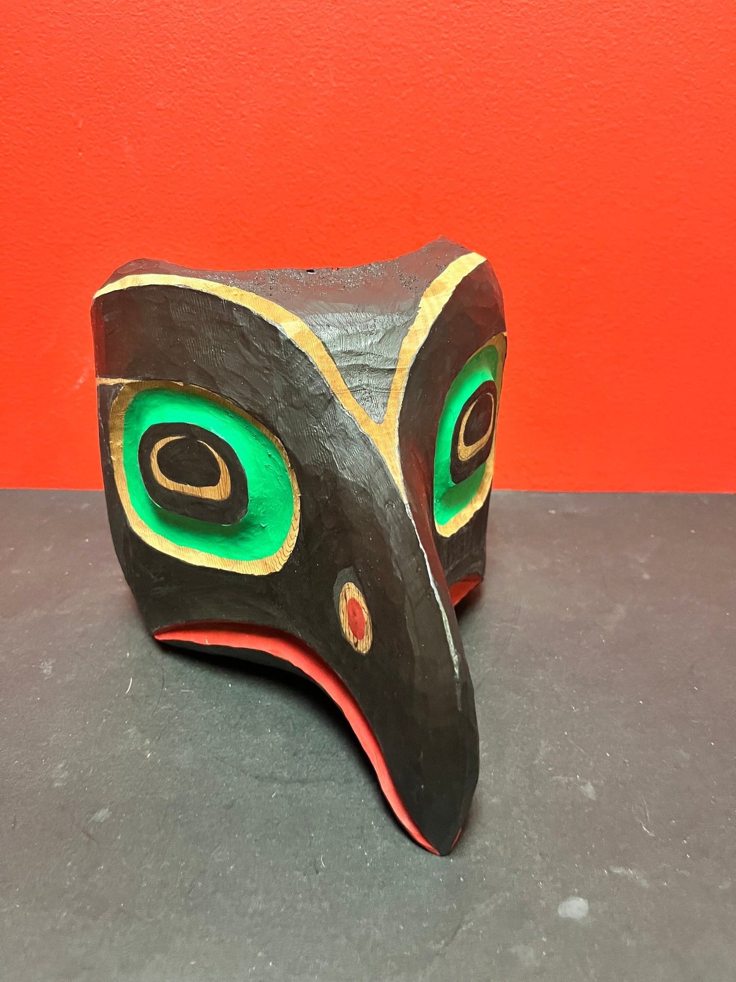 Stunning 9 x 7 high indigenous first nations Pacific northwest coast unsigned Eagle mask amazing colour and simplicity wow