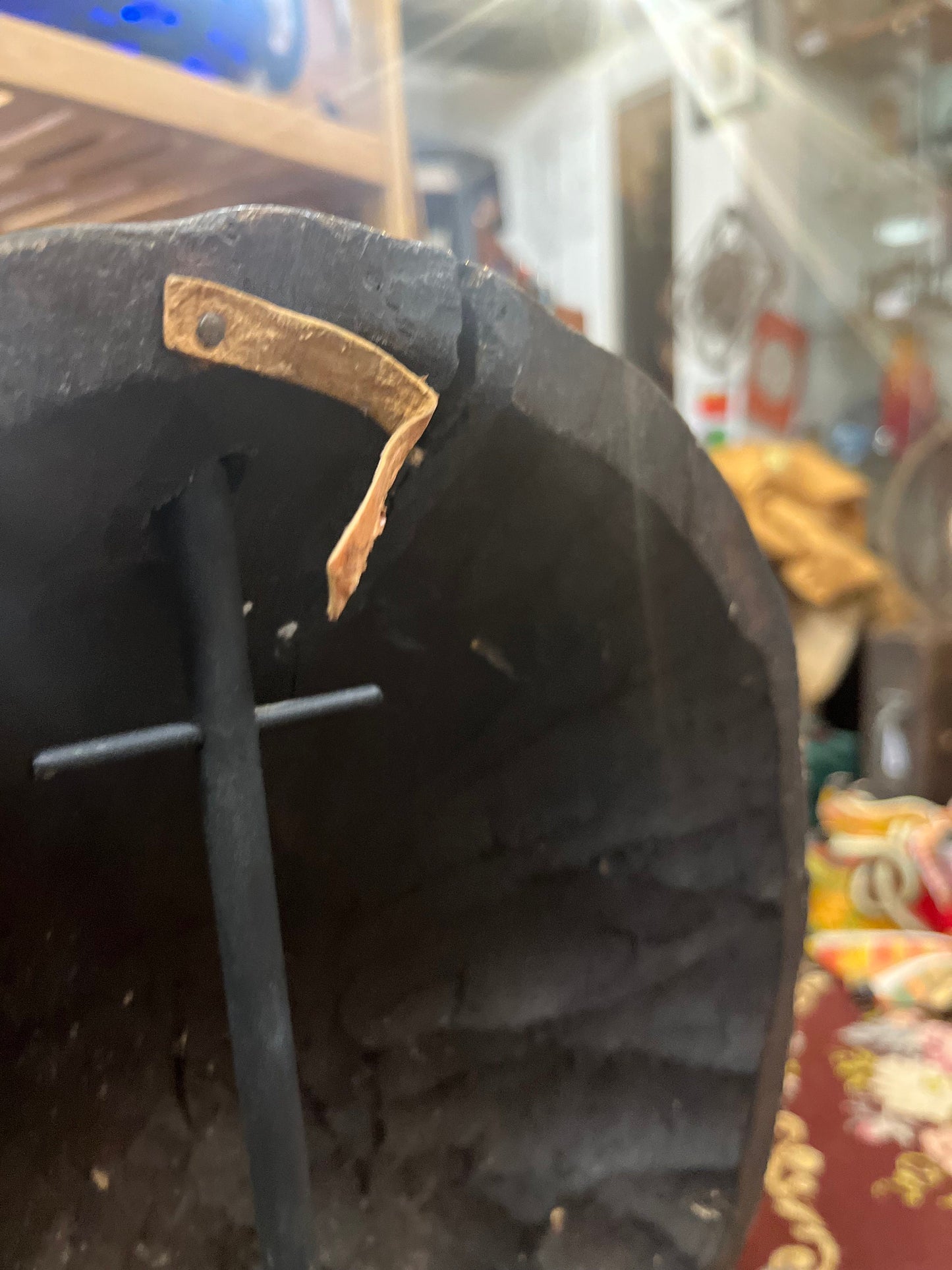 Very cool Africa Ghana beaded wooden mask - stand not included - hangs on the wall-/. 12 inch tall.