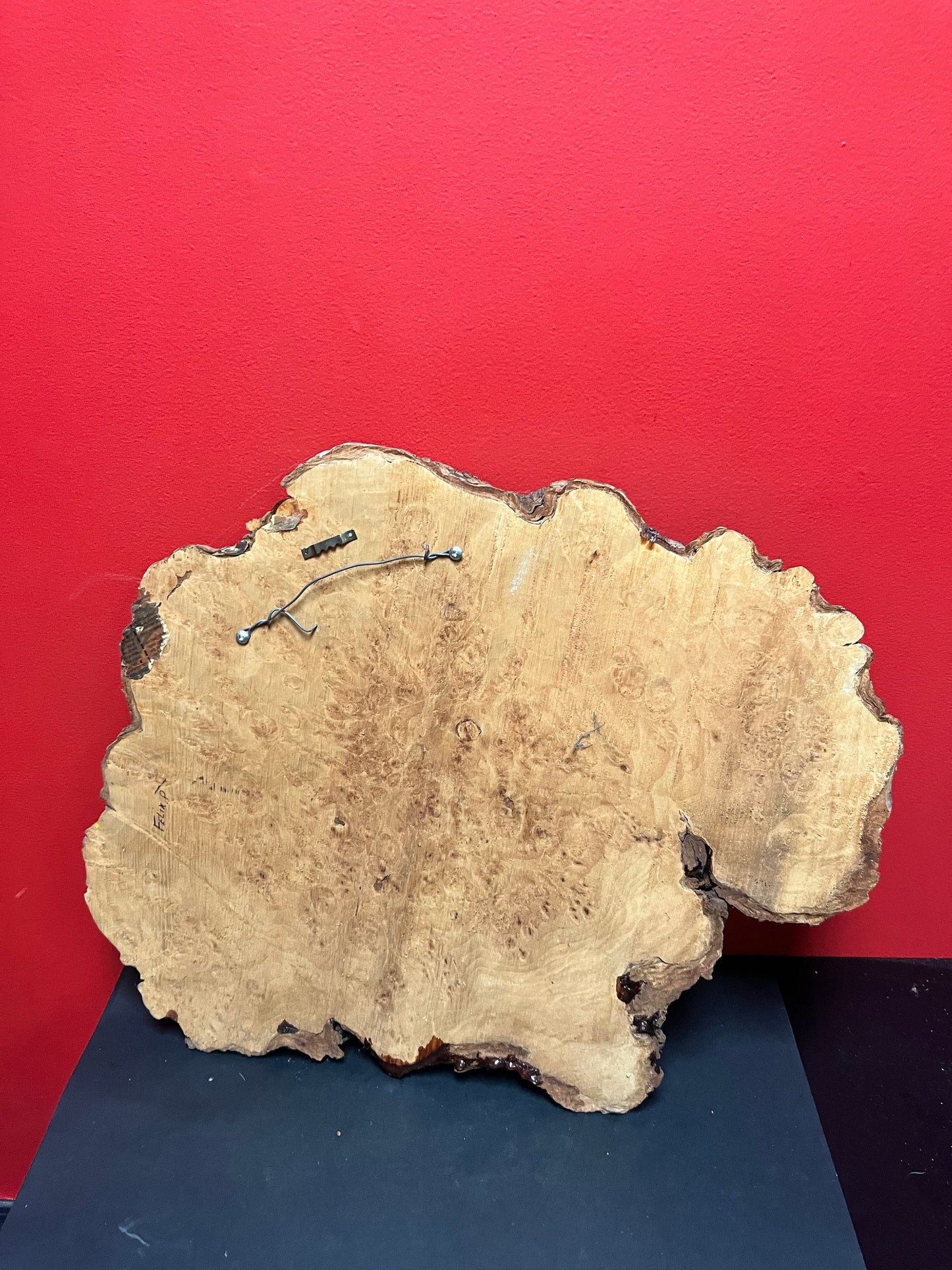 Stunning 24 x 19 tall indigenous first nations painted live edge wood burl fabulous imagery and ready to hang wow