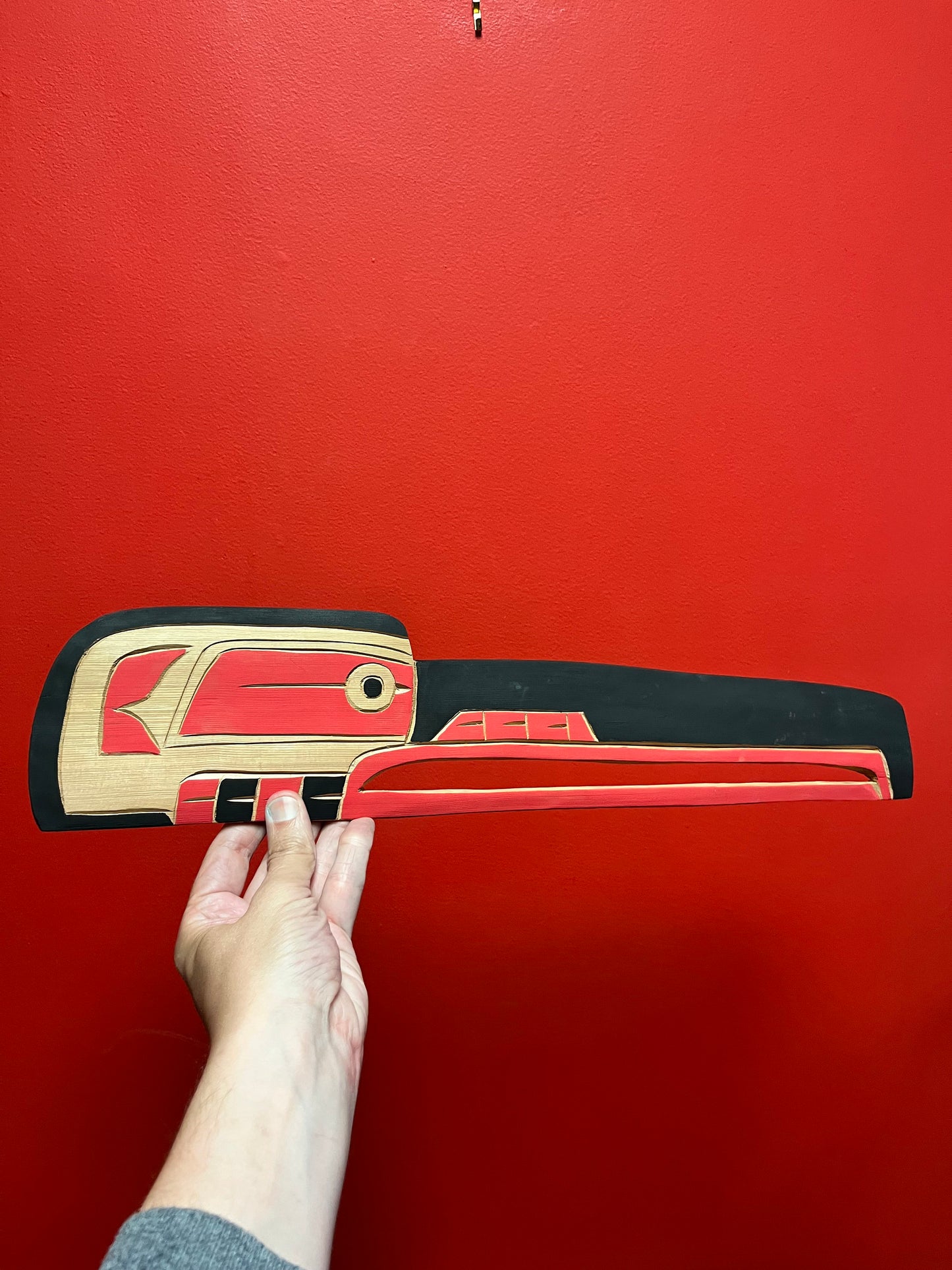 Beautiful 20 x 5 indigenous first nations specific northwest Eagle plaque by Brad Joseph Junior signed and great detail needs a hanger