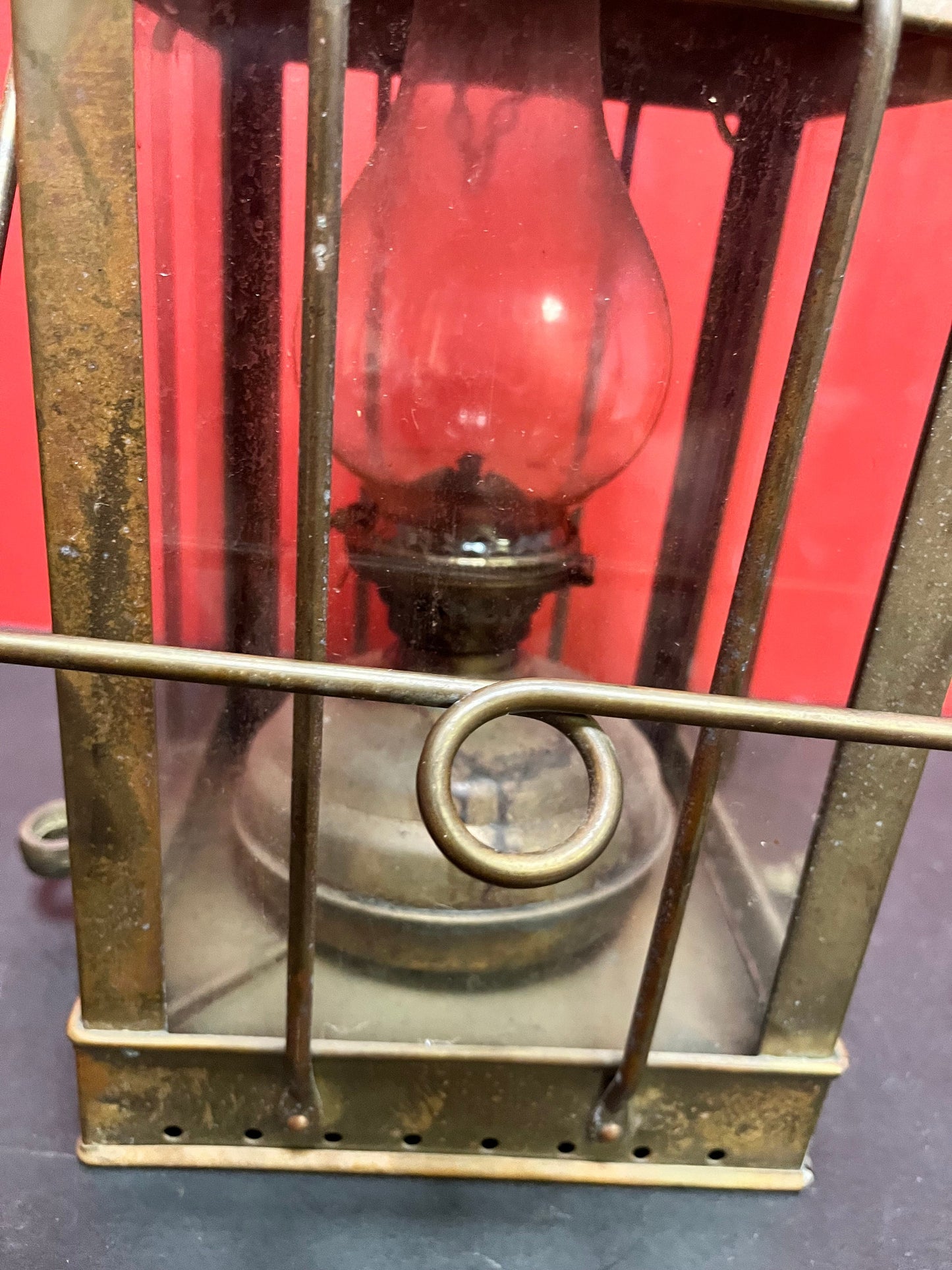 Stunning 17 inch tall antique mint condition Marine brass ships lantern with original glass shade Neptune company