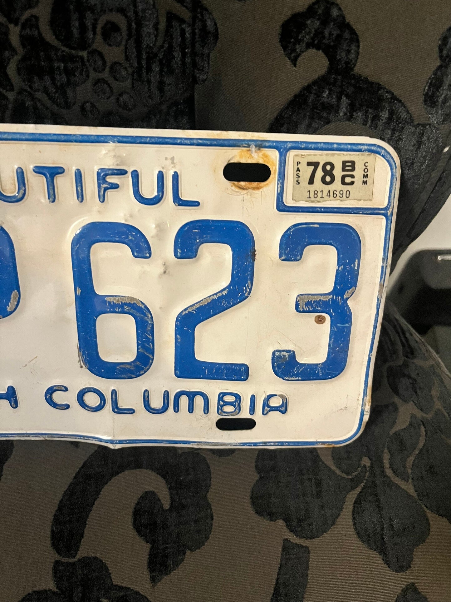 1970s Canadian BC license plate used condition great gift home decor