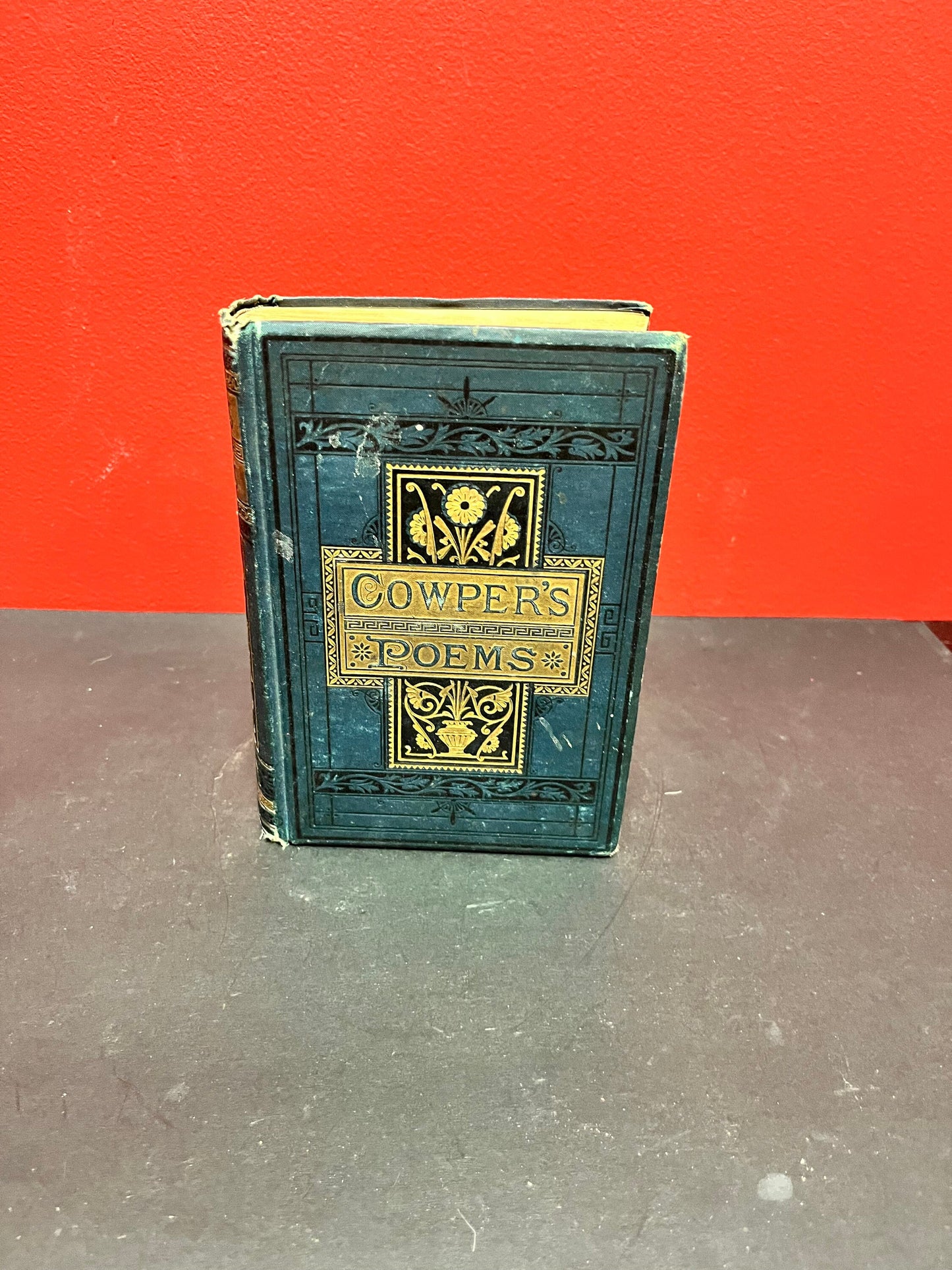 Antique leather bound edition of Cowpers poems used condition - 649 pages