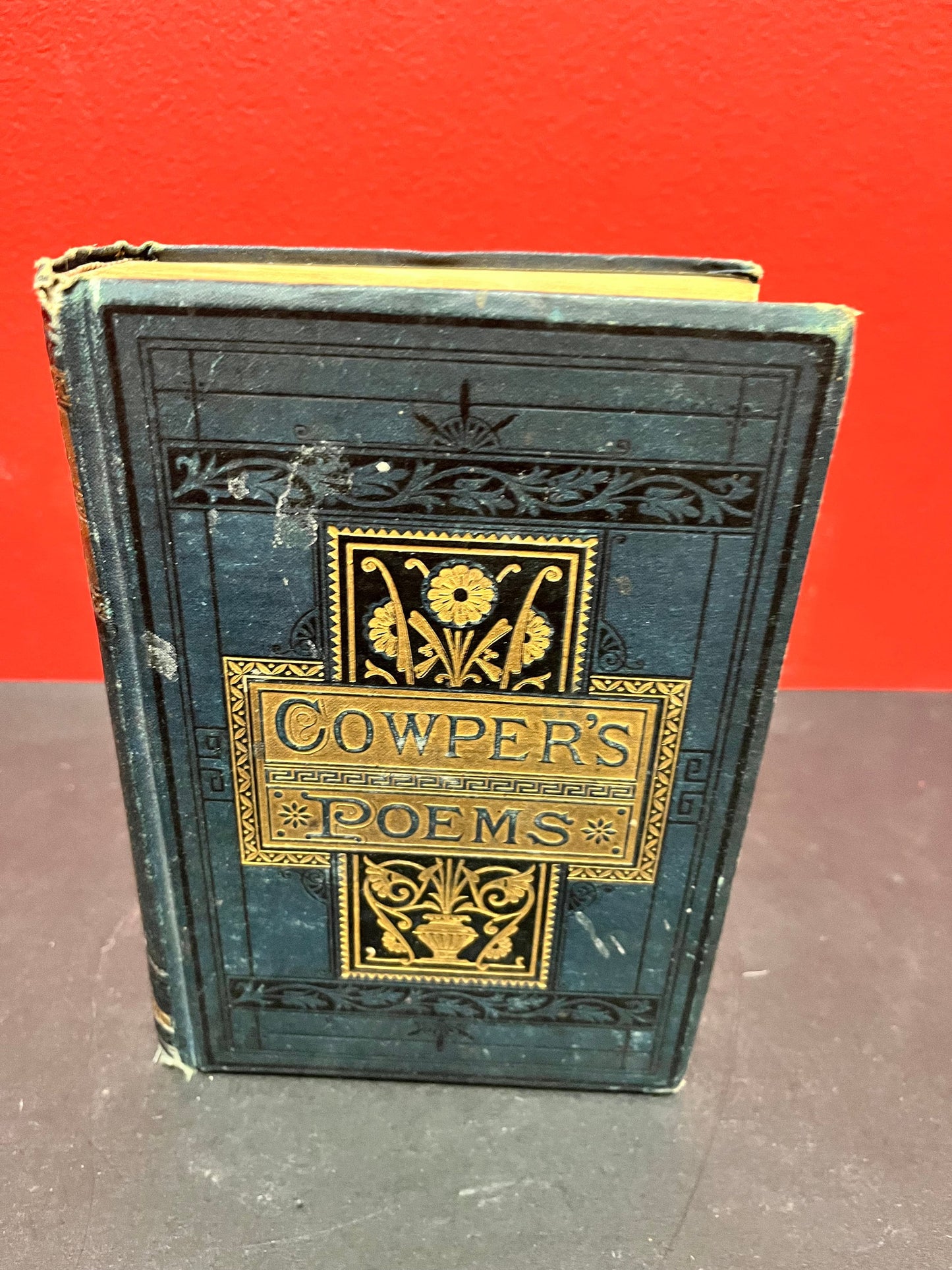 Antique leather bound edition of Cowpers poems used condition - 649 pages