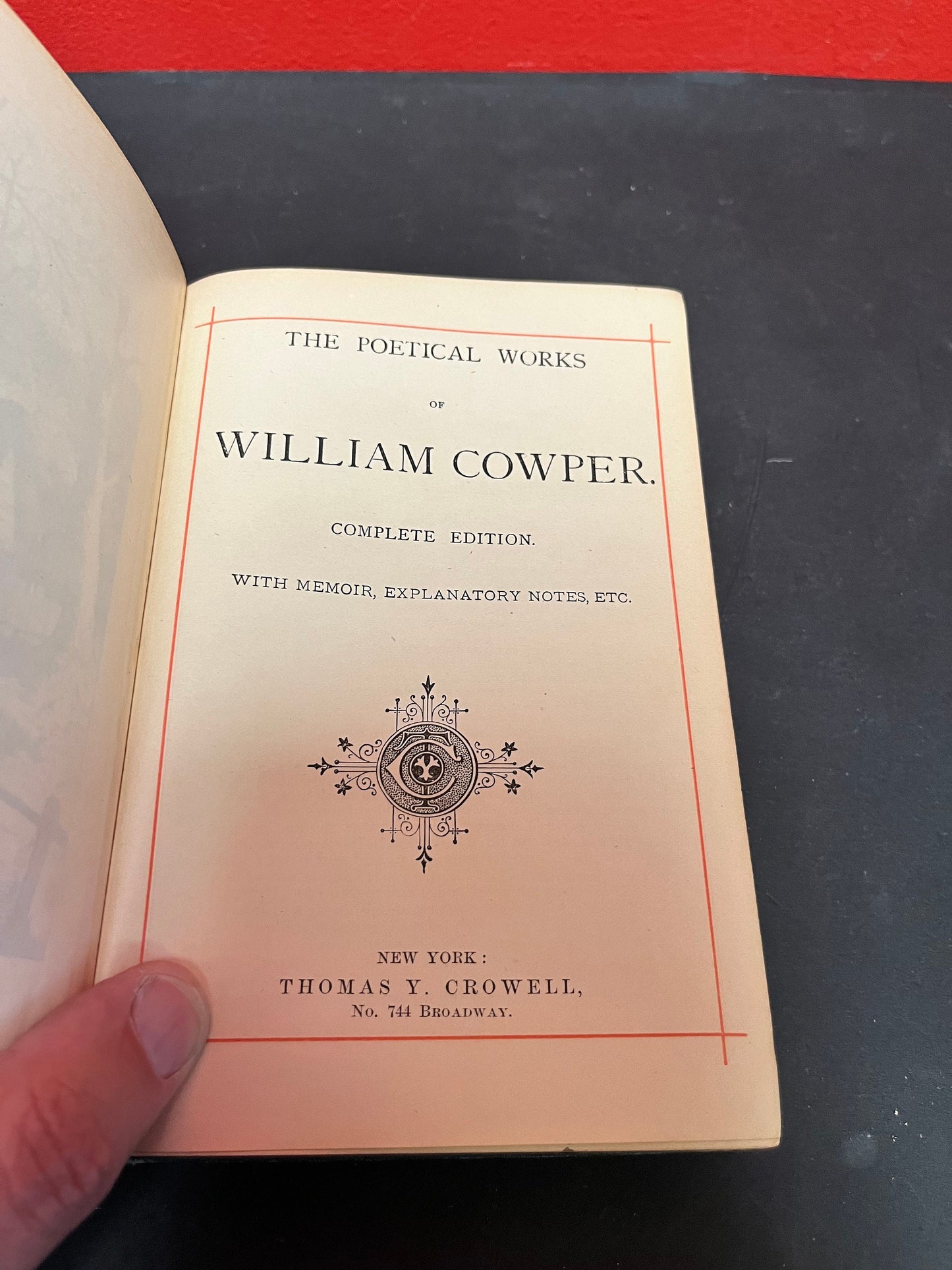 Antique leather bound edition of Cowpers poems used condition - 649 pages