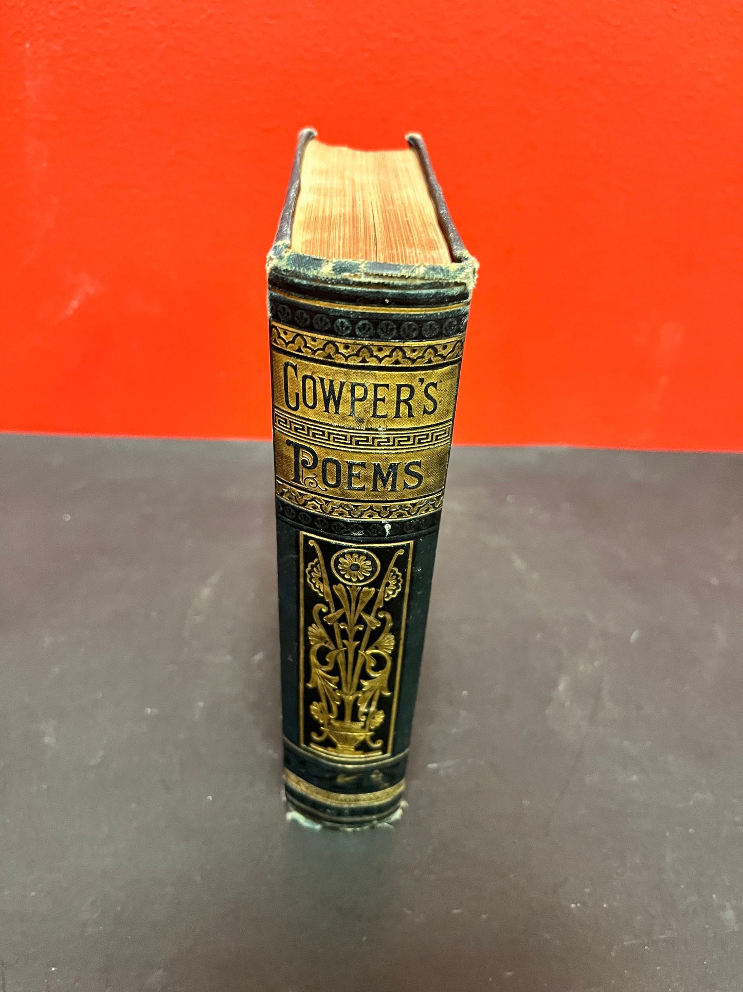 Antique leather bound edition of Cowpers poems used condition - 649 pages