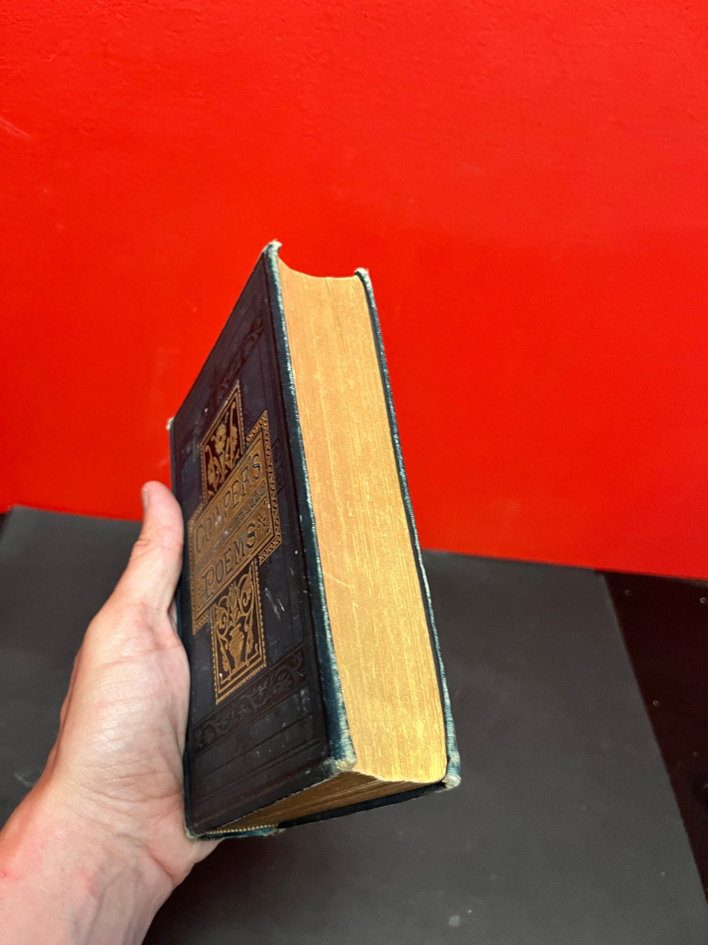 Antique leather bound edition of Cowpers poems used condition - 649 pages