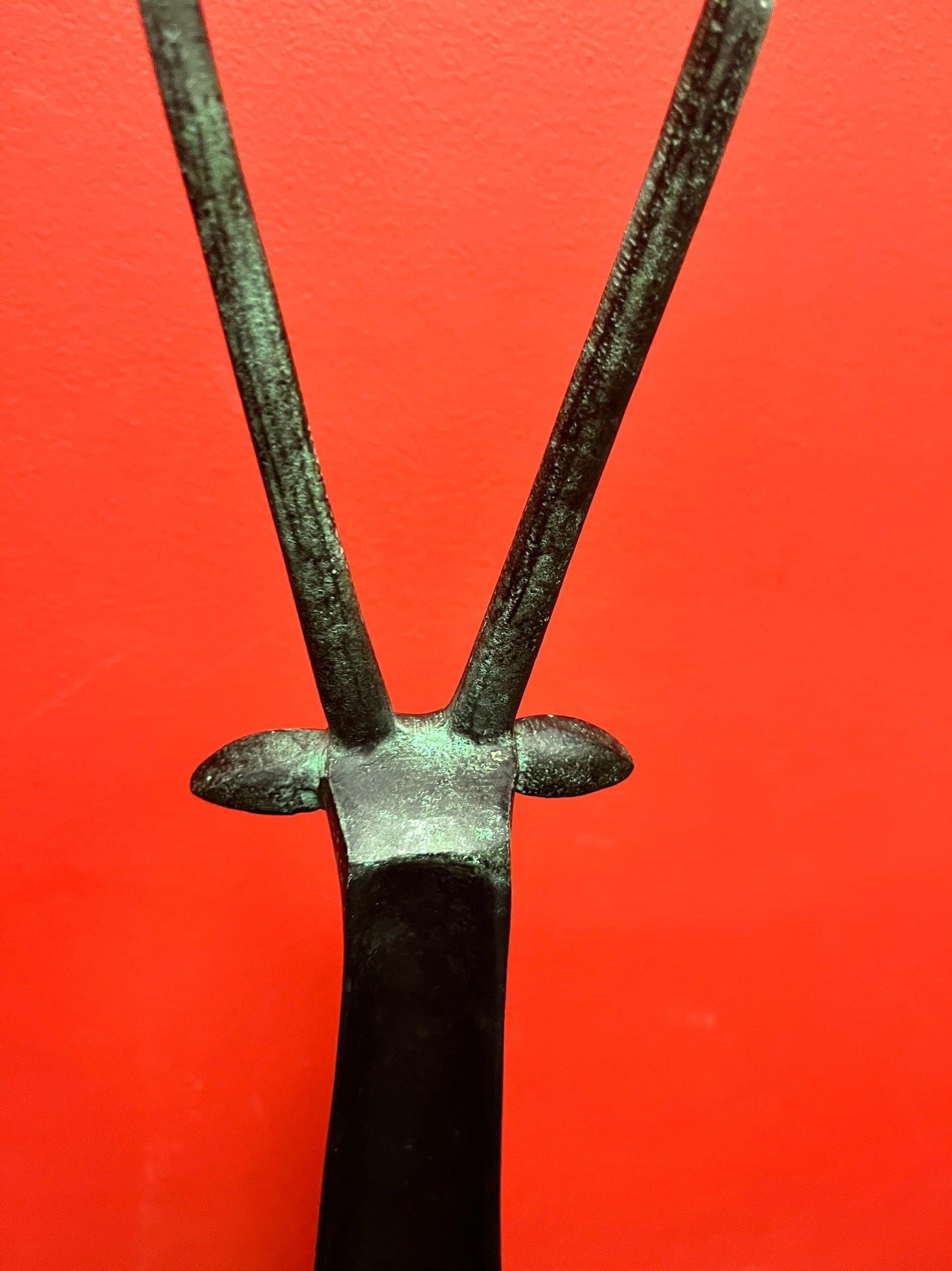 Beautiful 25 inch tall bronze antelope statue - super cool Patina   such great imagery  best gift