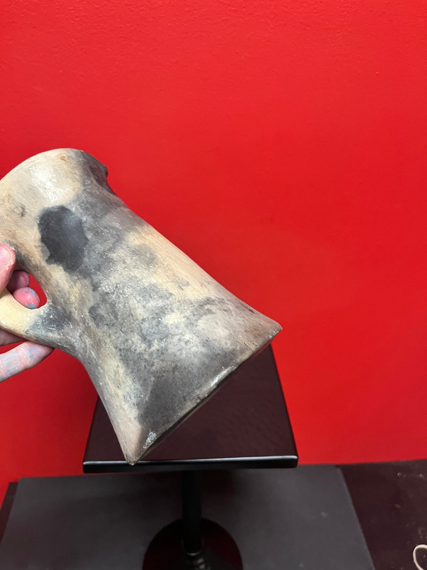 Fabulous 8 inch tall, Tunisian clay jug  amazing patina  wow