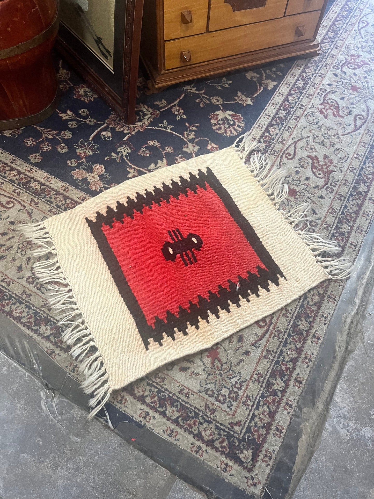 Lovely old South American 17 x 12 wall hanging great simplistic imagery good value