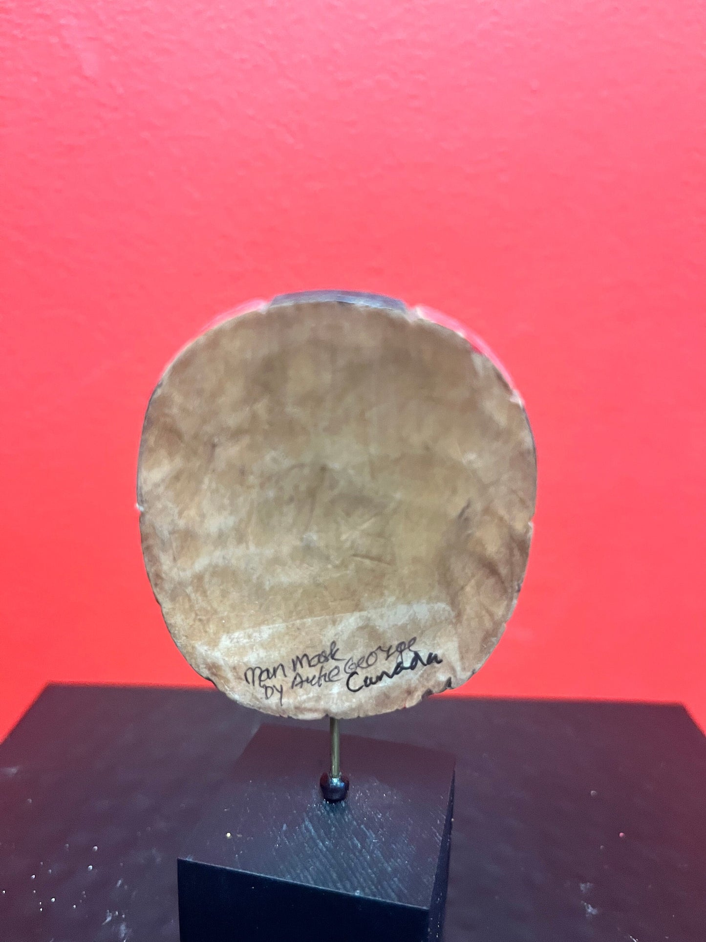 Lovely 3 inch indigenous first Nations Pacific northwest Coast Artie George mask on stand  total 5 inches  Lovely detail and quality