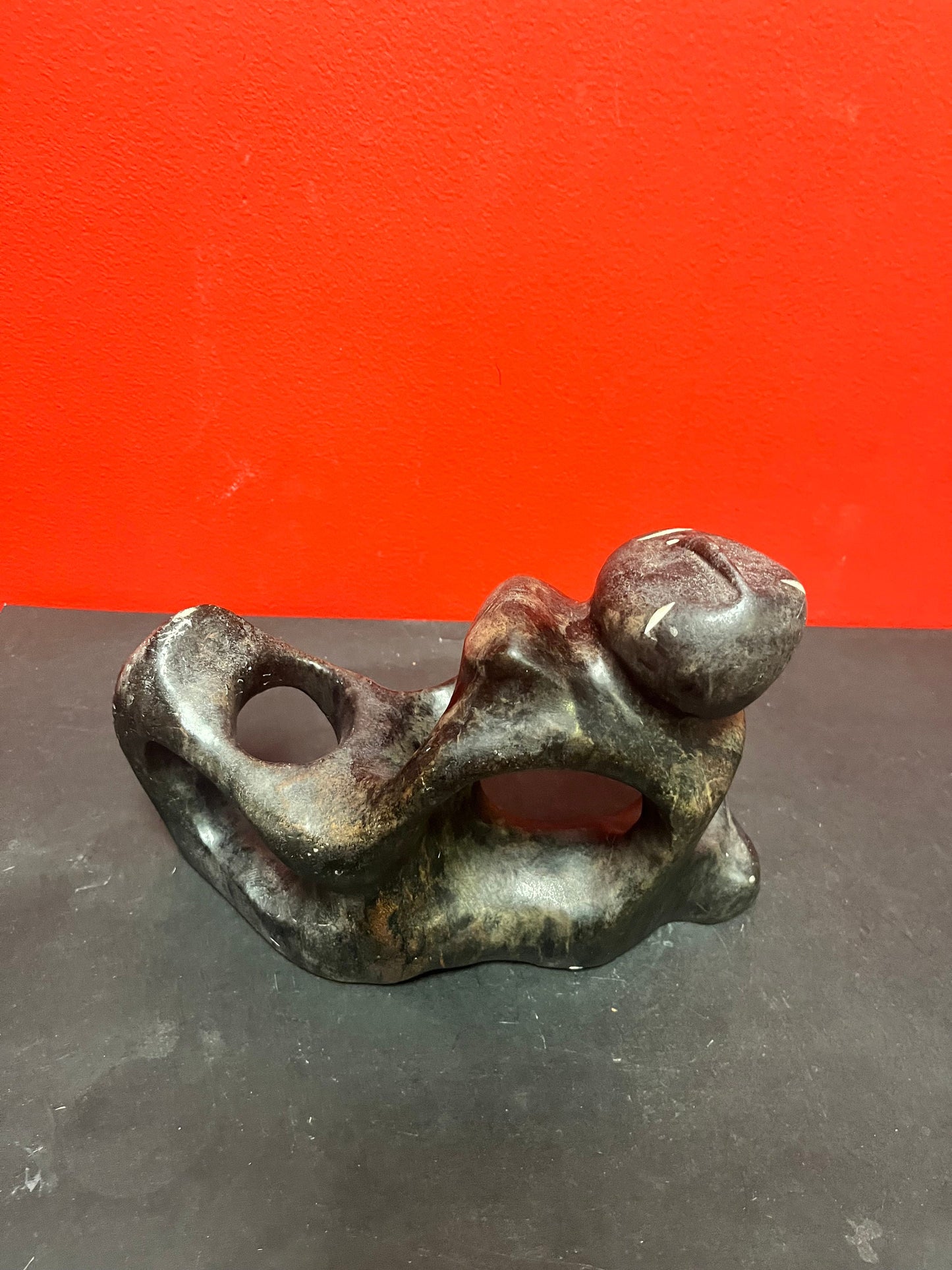 Stunning 10 x 7 high George Arlook abstract soapstone statue minor scratches beautiful Inuit soapstone very heavy