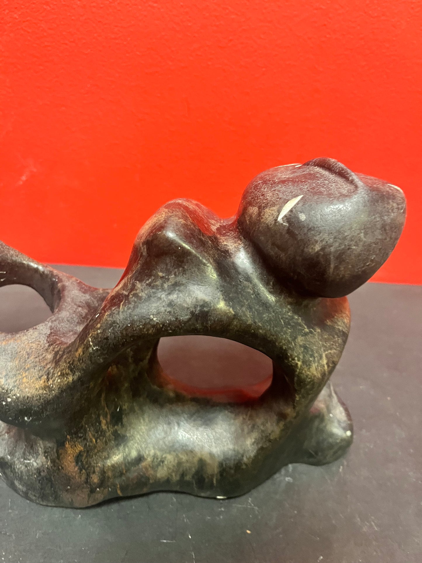 Stunning 10 x 7 high George Arlook abstract soapstone statue minor scratches beautiful Inuit soapstone very heavy