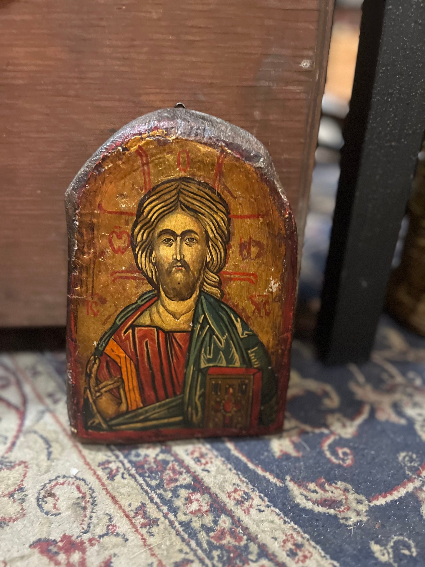 Stunning museum quality 8 x 6.5 authentic 17 century Bulgarian travel religious icon Wonderful patina with provenance