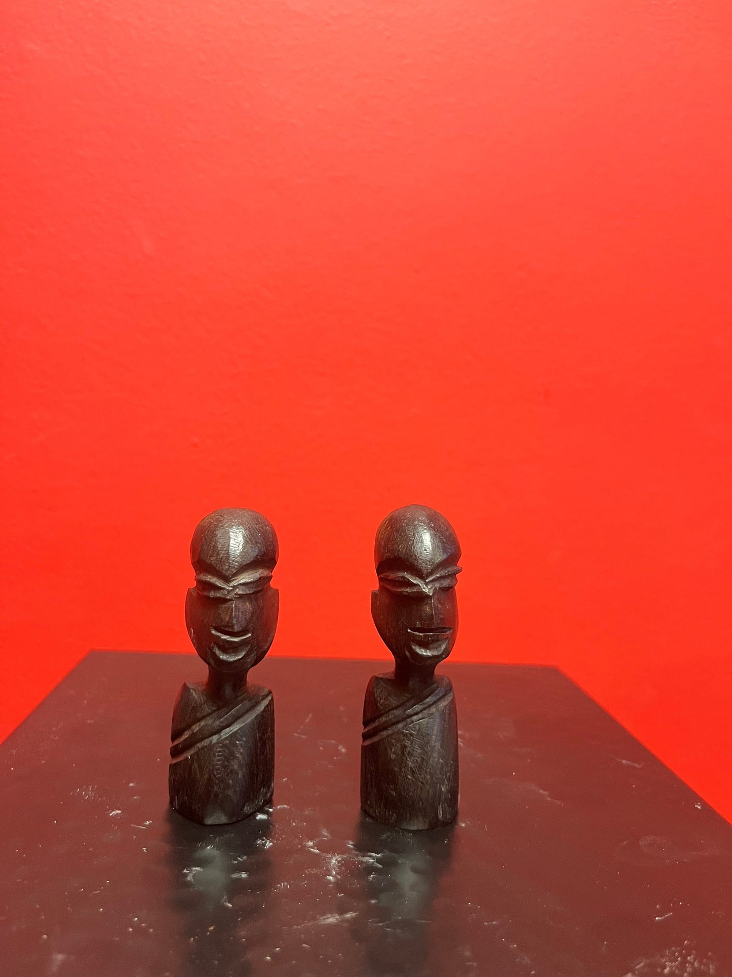 Lovely pair of 3 inch Ashanti African wood busts wow great gift