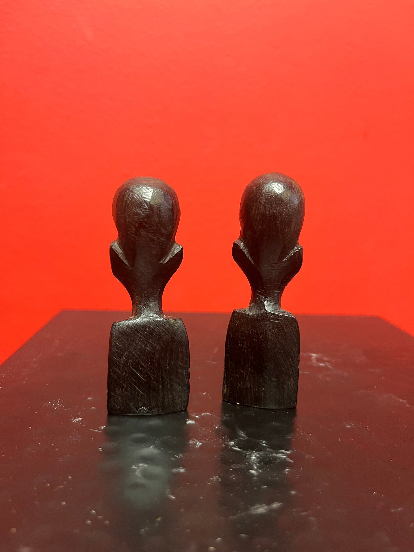 Lovely pair of 3 inch Ashanti African wood busts wow great gift