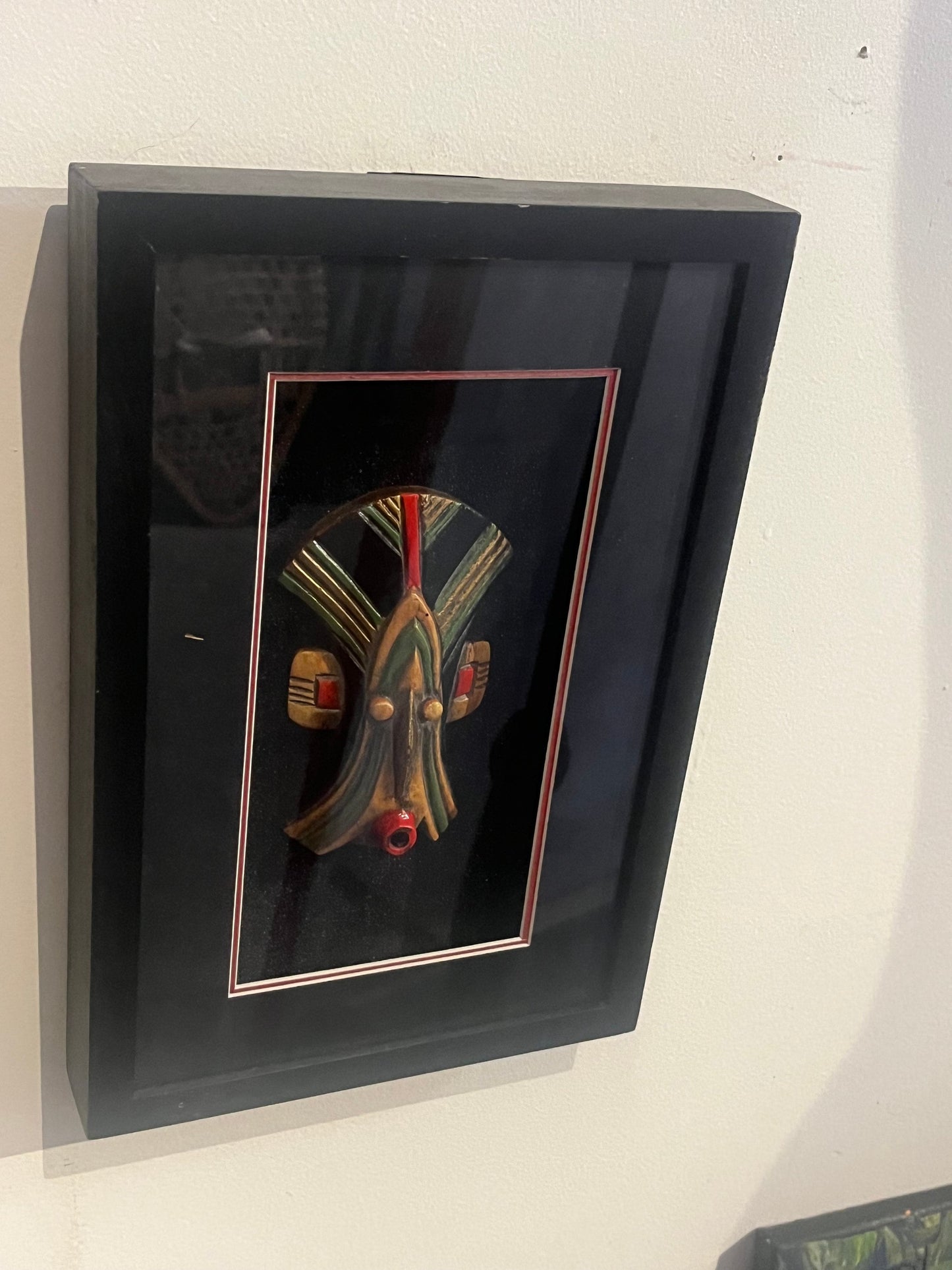 Lovely professionally framed African wooden mask great look 12 x 8 inches wide