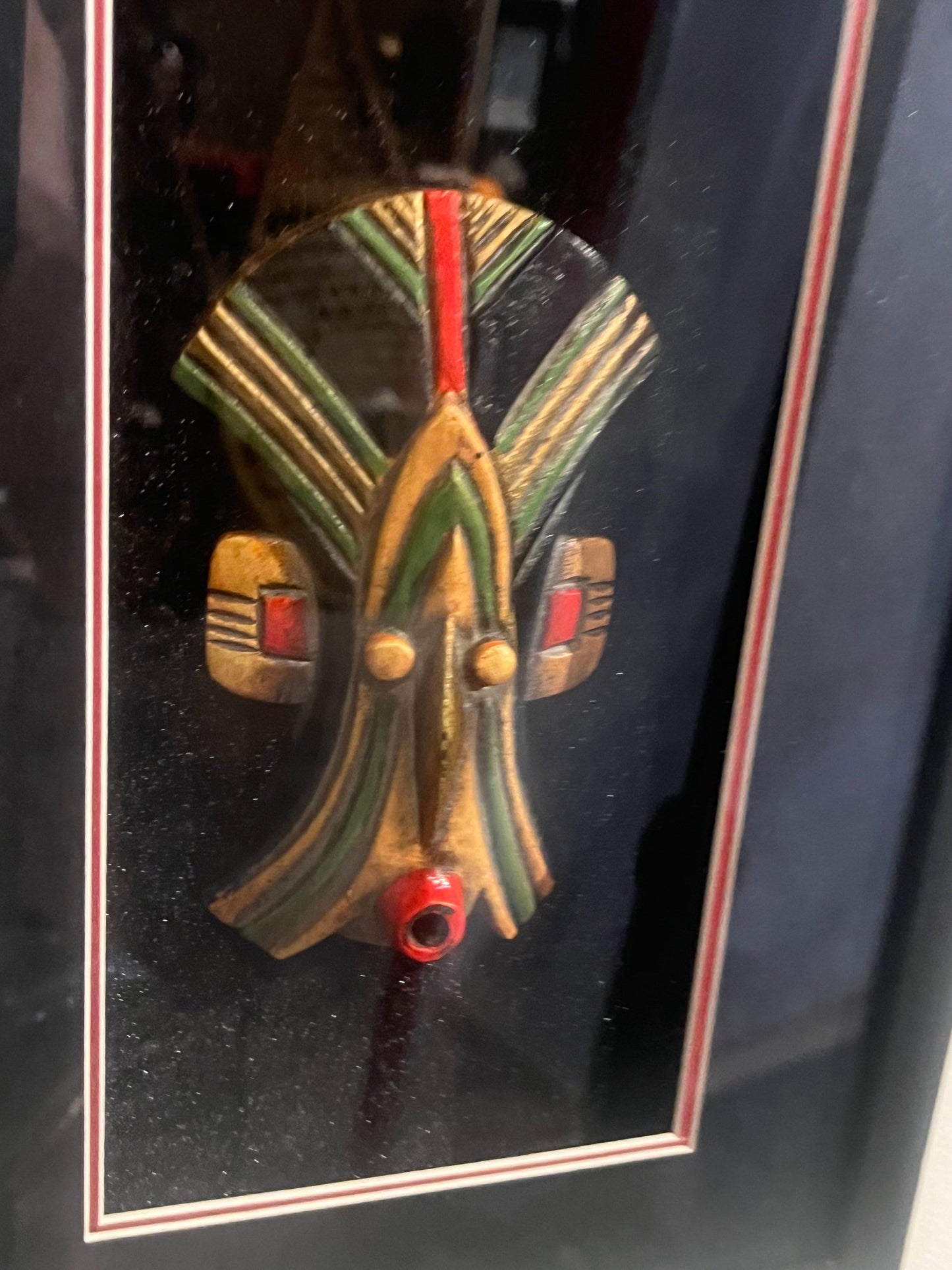 Lovely professionally framed African wooden mask great look 12 x 8 inches wide