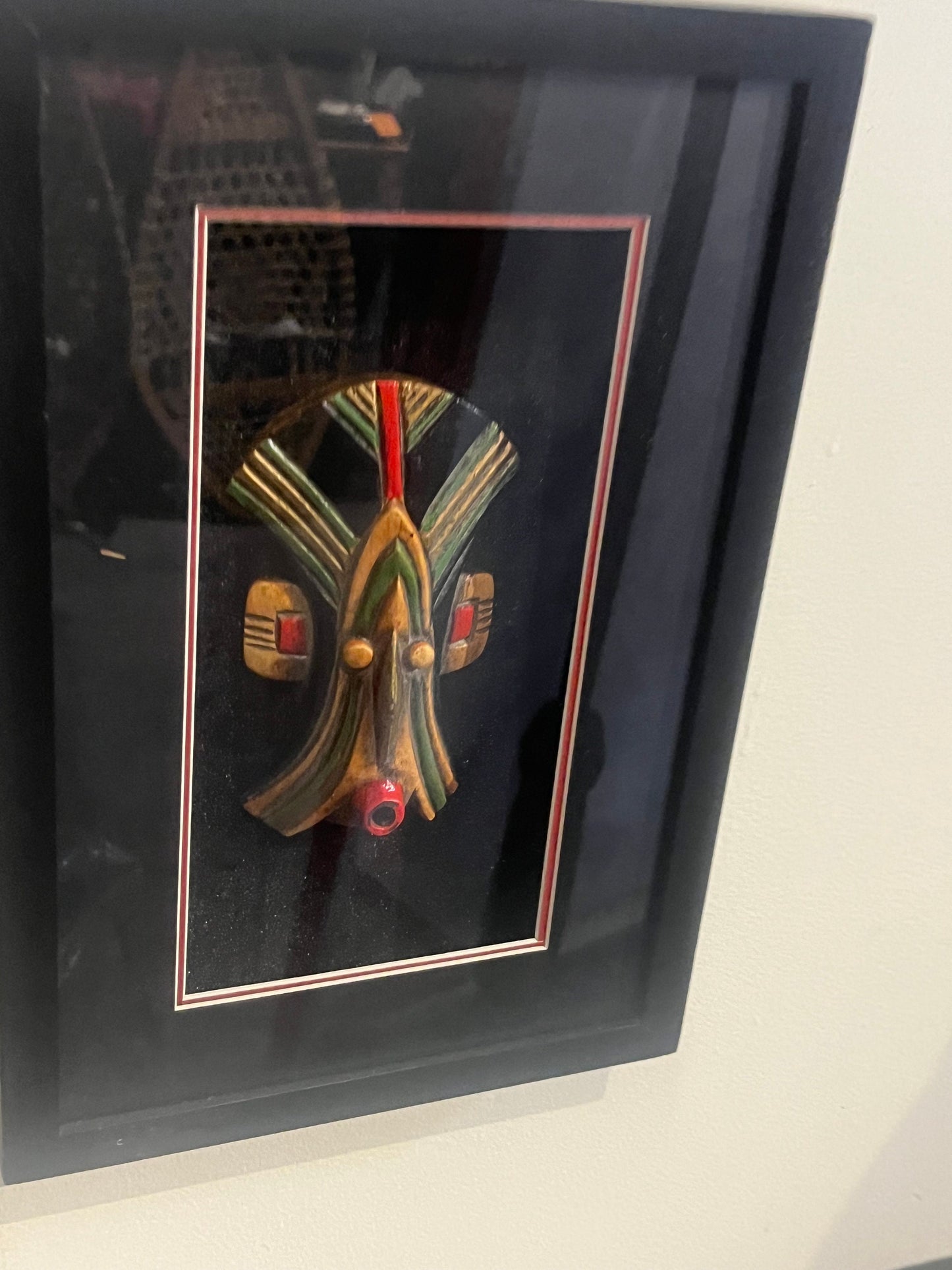Lovely professionally framed African wooden mask great look 12 x 8 inches wide