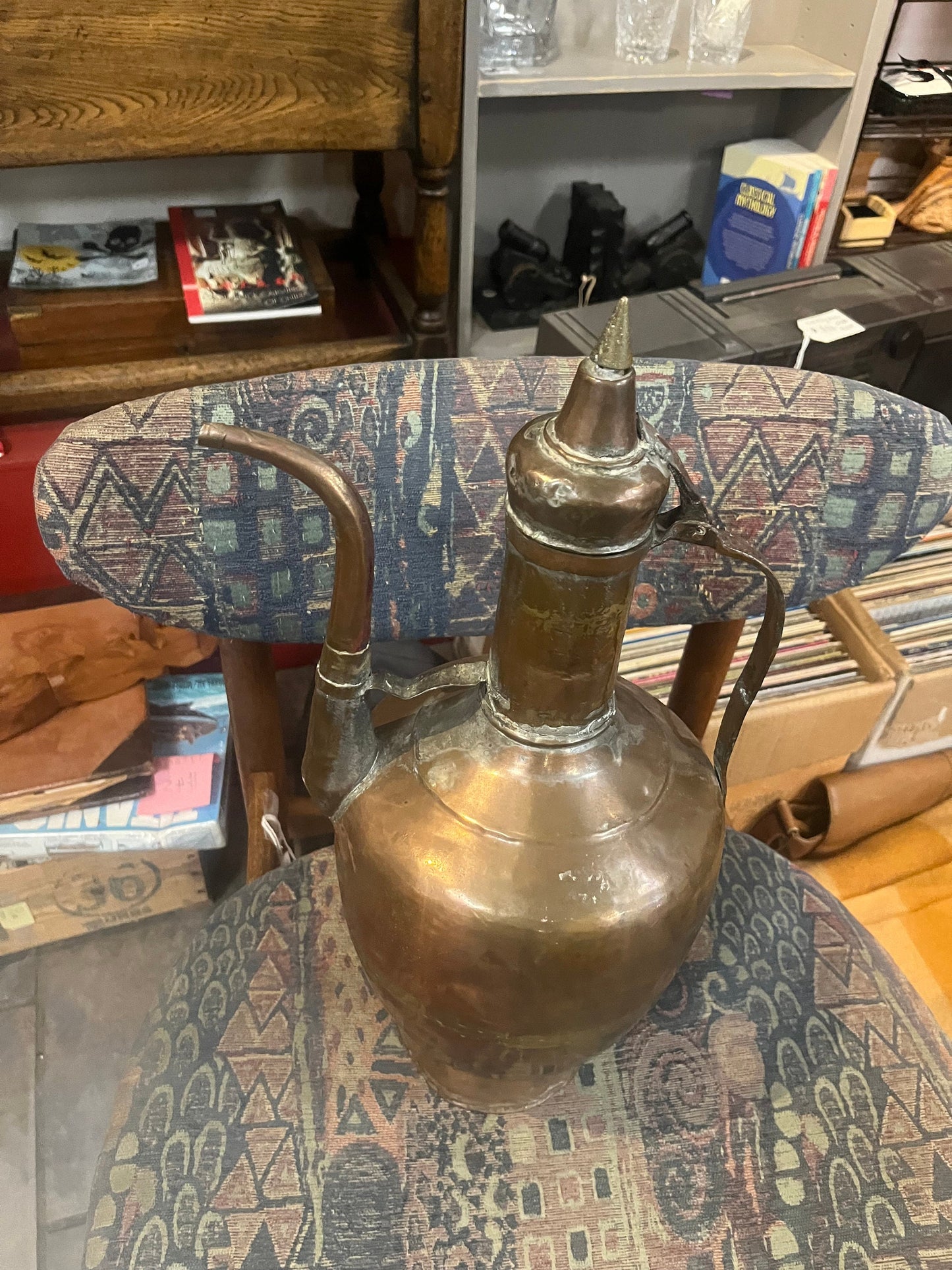 Stunning antique Persian copper 19 inch high by 9 inches wide ewer wonderful age and patina wow