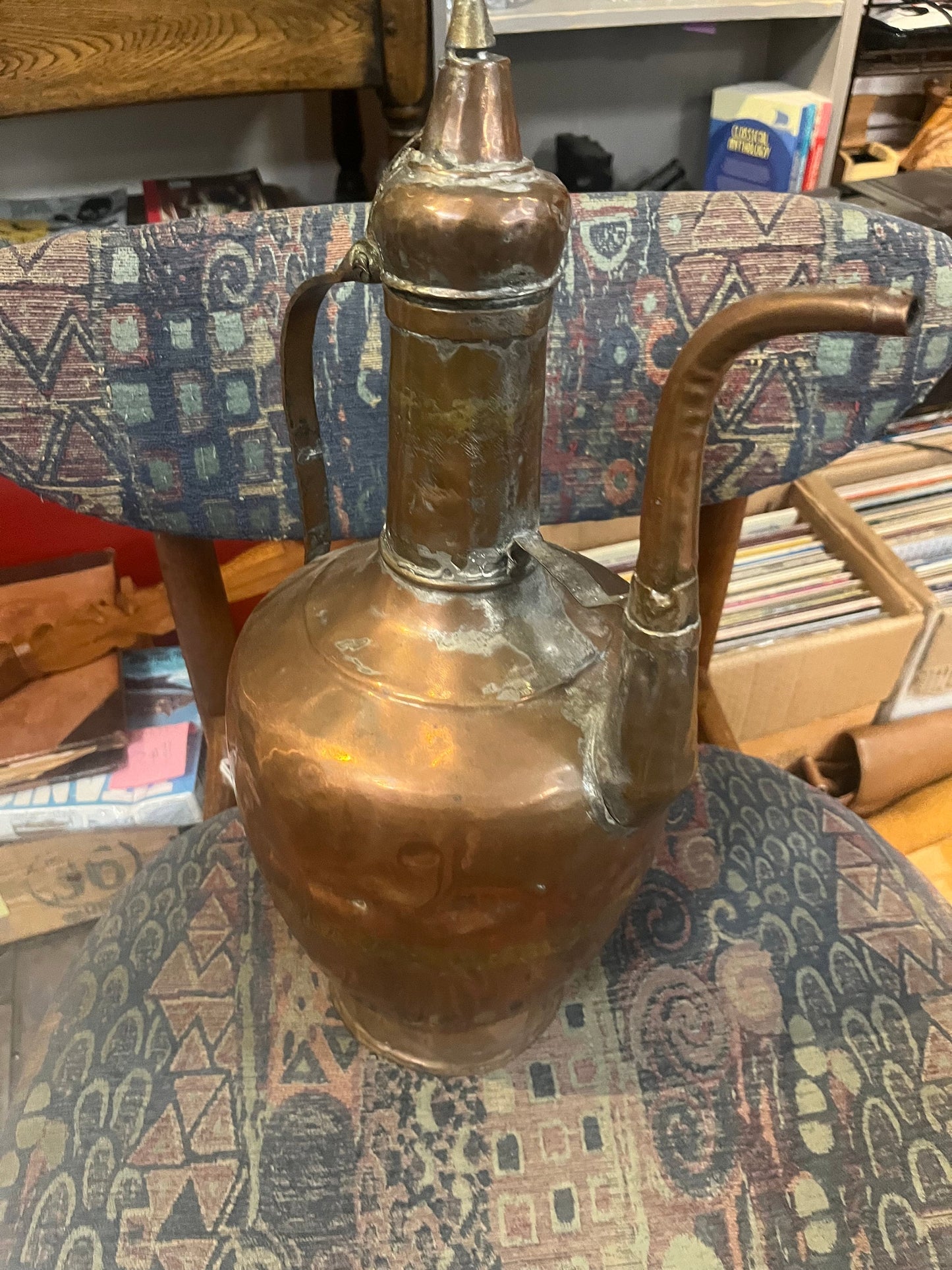 Stunning antique Persian copper 19 inch high by 9 inches wide ewer wonderful age and patina wow