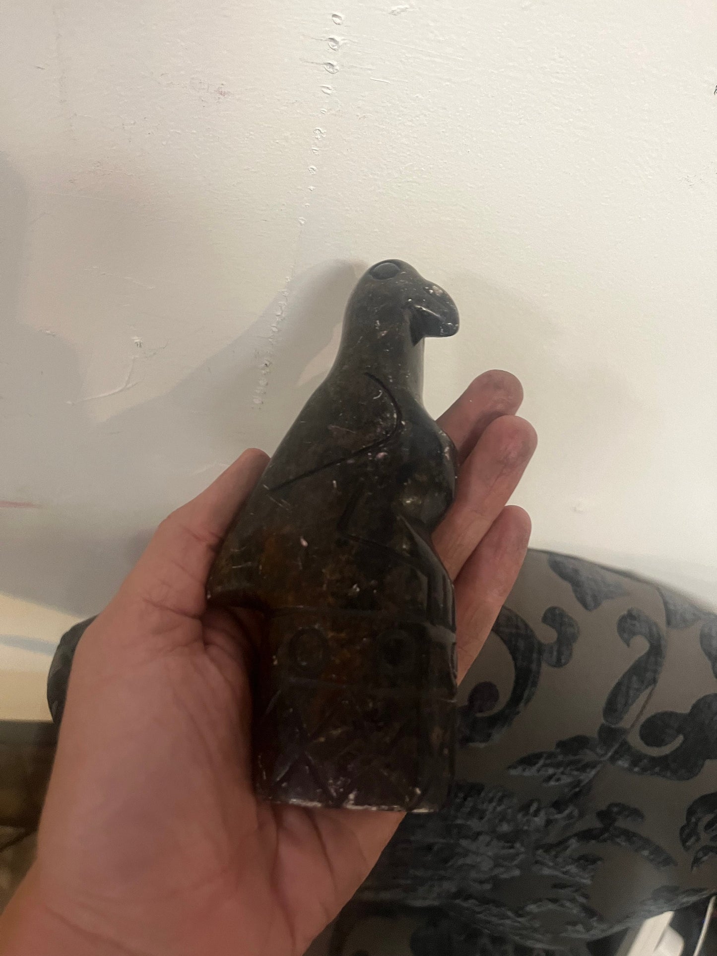 Lovely 6.5 inch high signed indigenous inuit soapstone bird sculpture some scratches see photos lovely imagery