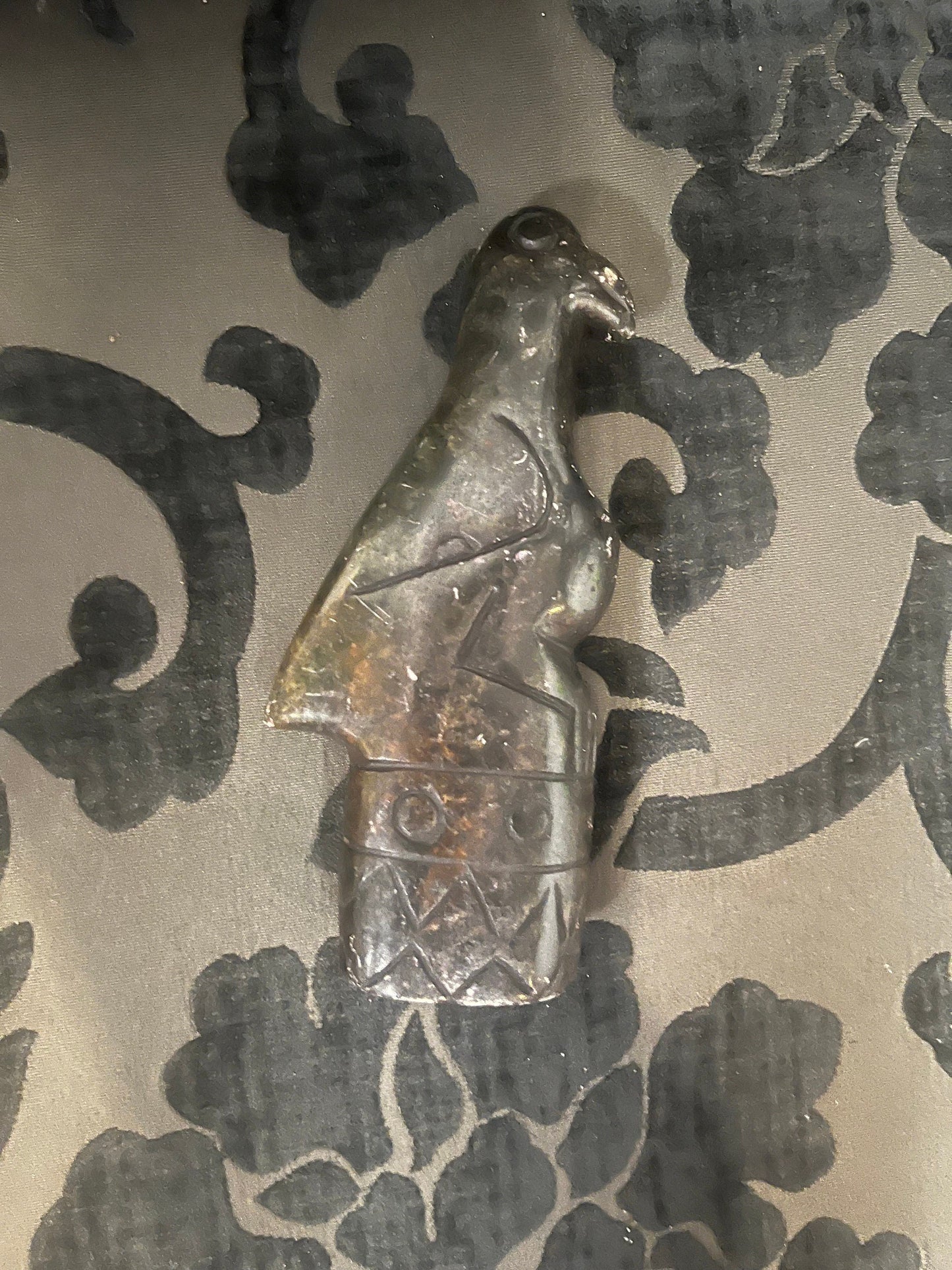 Lovely 6.5 inch high signed indigenous inuit soapstone bird sculpture some scratches see photos lovely imagery