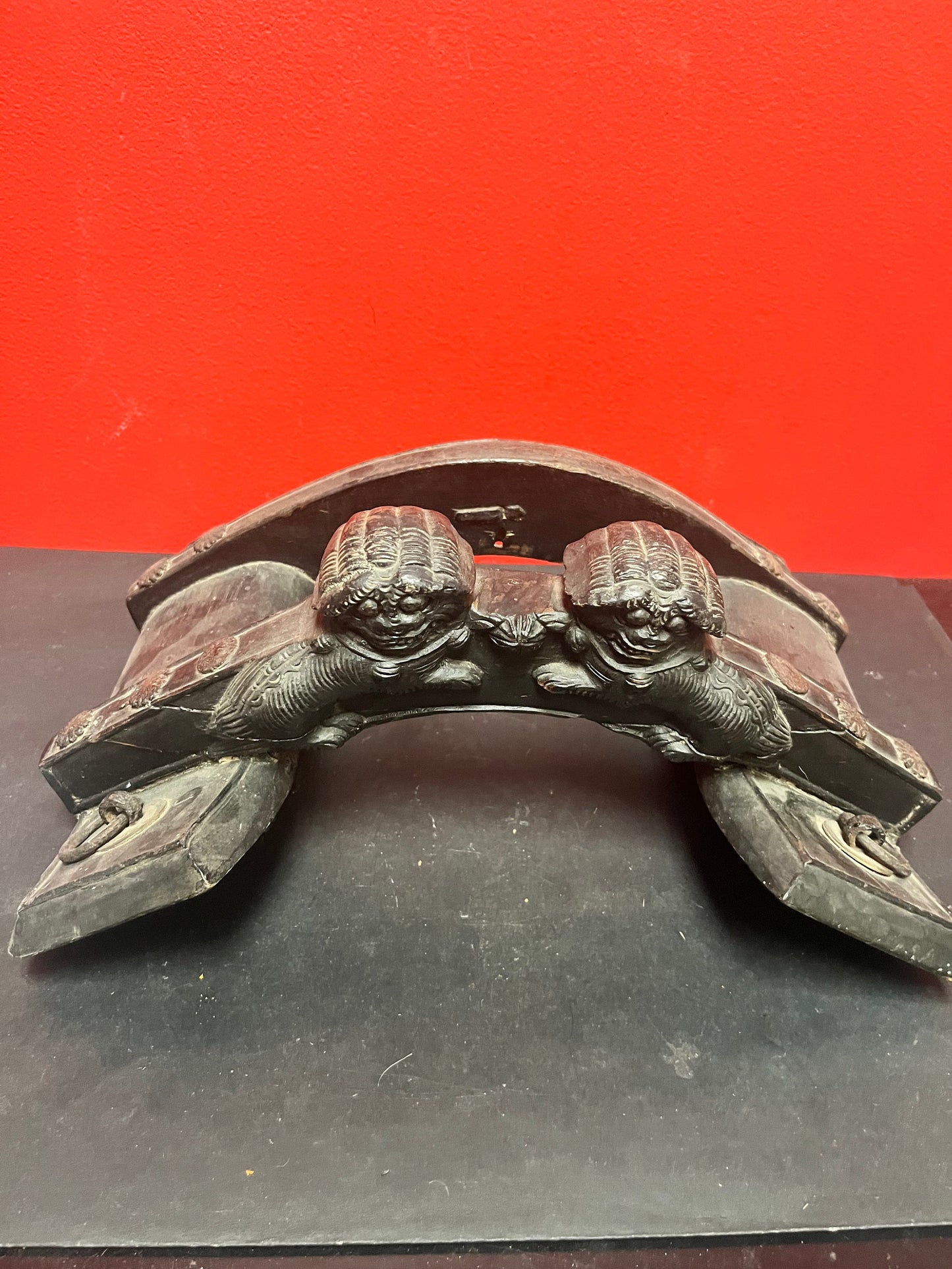 Museum quality 13 x 10 x 5 high 18 century Chinese saddle with Dogs of Foo unbelievable quality from private collection -see photos