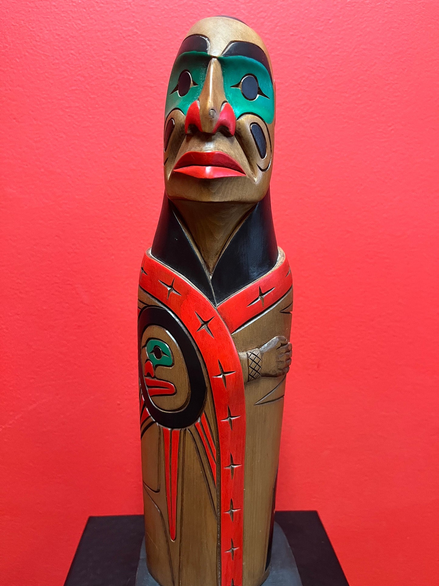 Stunning 14 inch indigenous first nations Pacific northwest coast totem pole One of a kind and unsigned