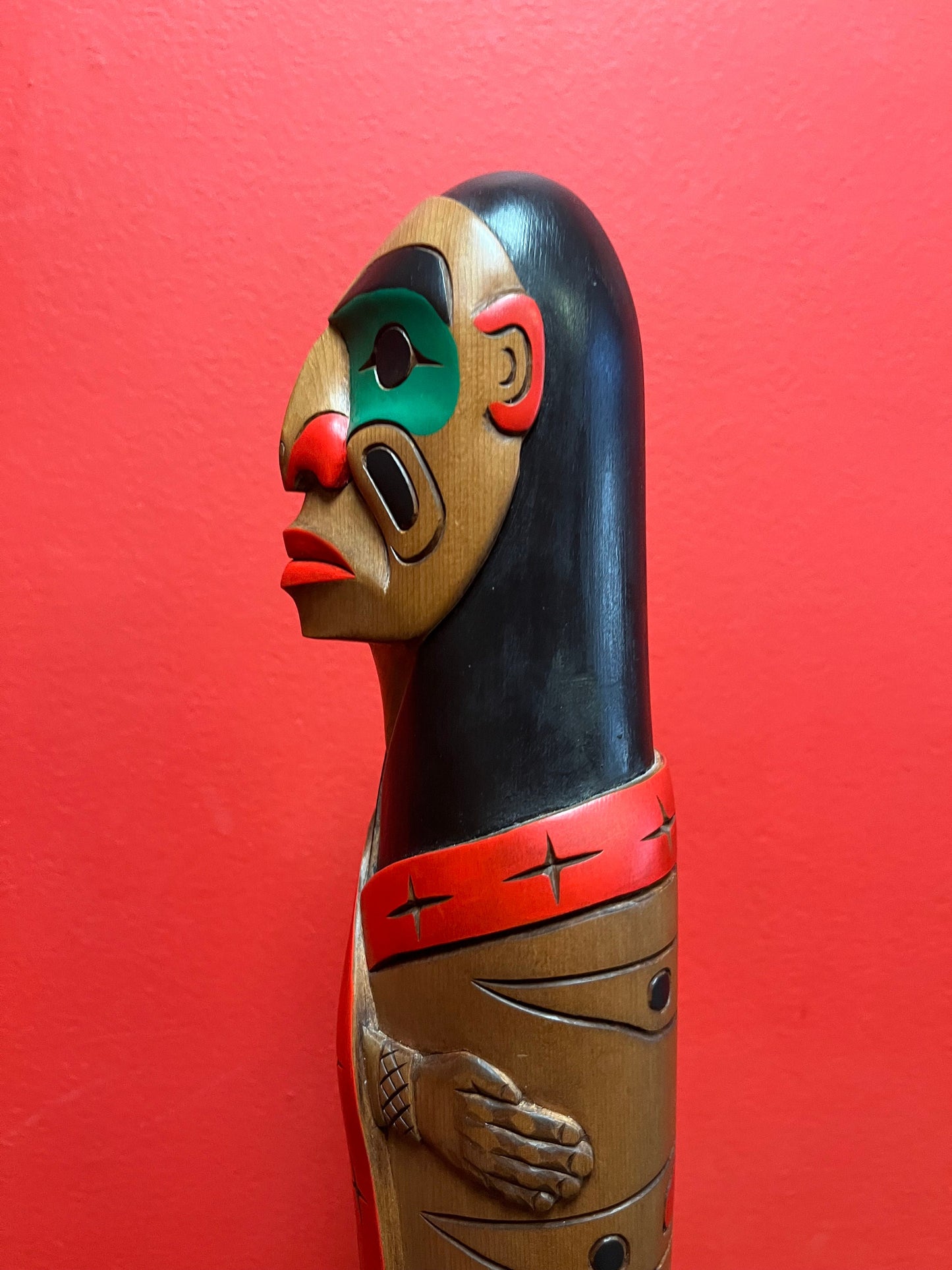 Stunning 14 inch indigenous first nations Pacific northwest coast totem pole One of a kind and unsigned