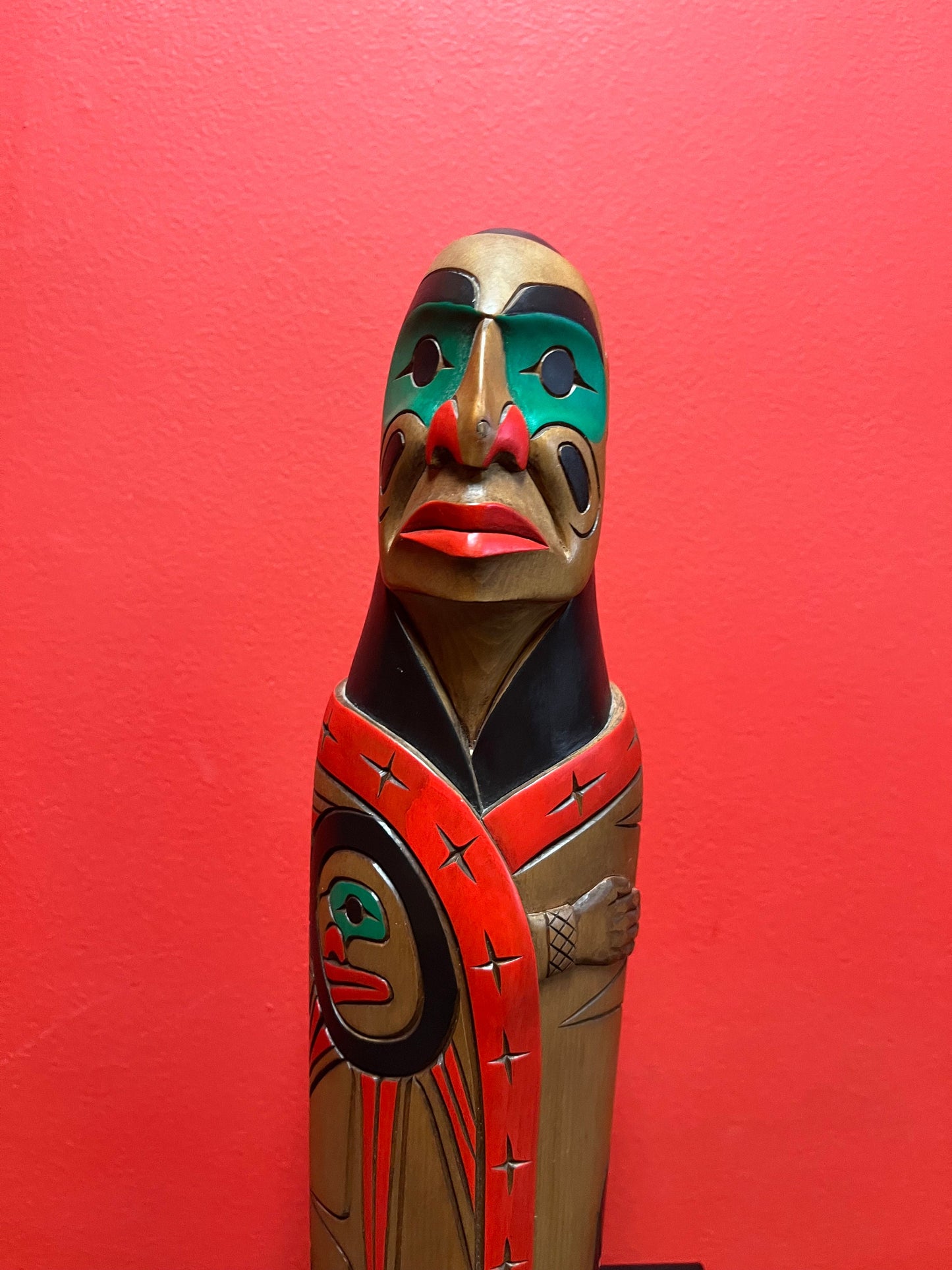 Stunning 14 inch indigenous first nations Pacific northwest coast totem pole One of a kind and unsigned