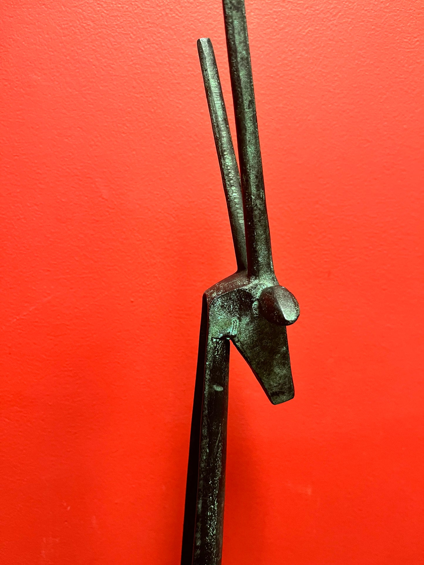 Beautiful 25 inch tall bronze antelope statue - super cool Patina   such great imagery  best gift