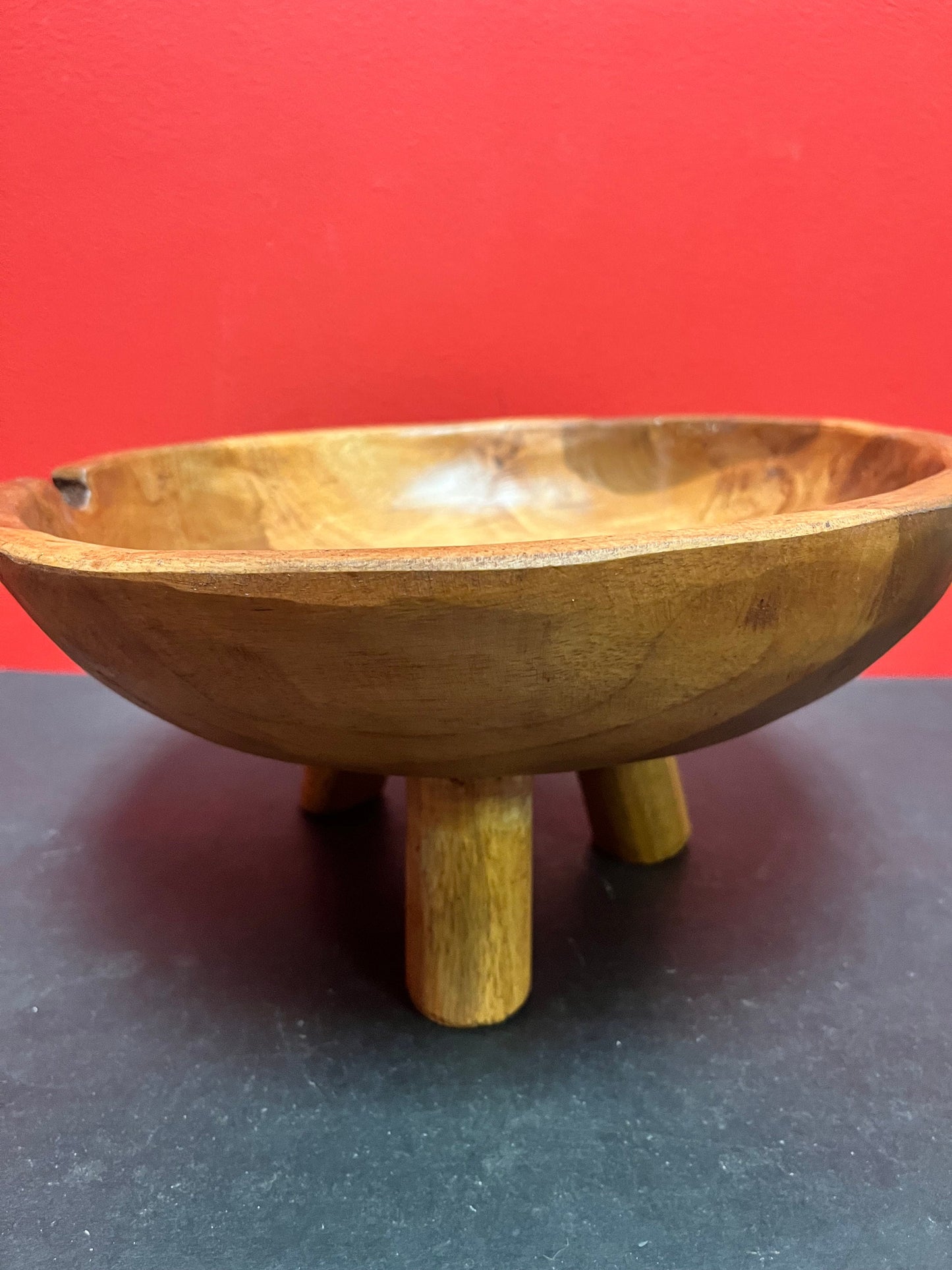 11 x 6“ high exotic wood tripod bowl   wonderful decor or gift