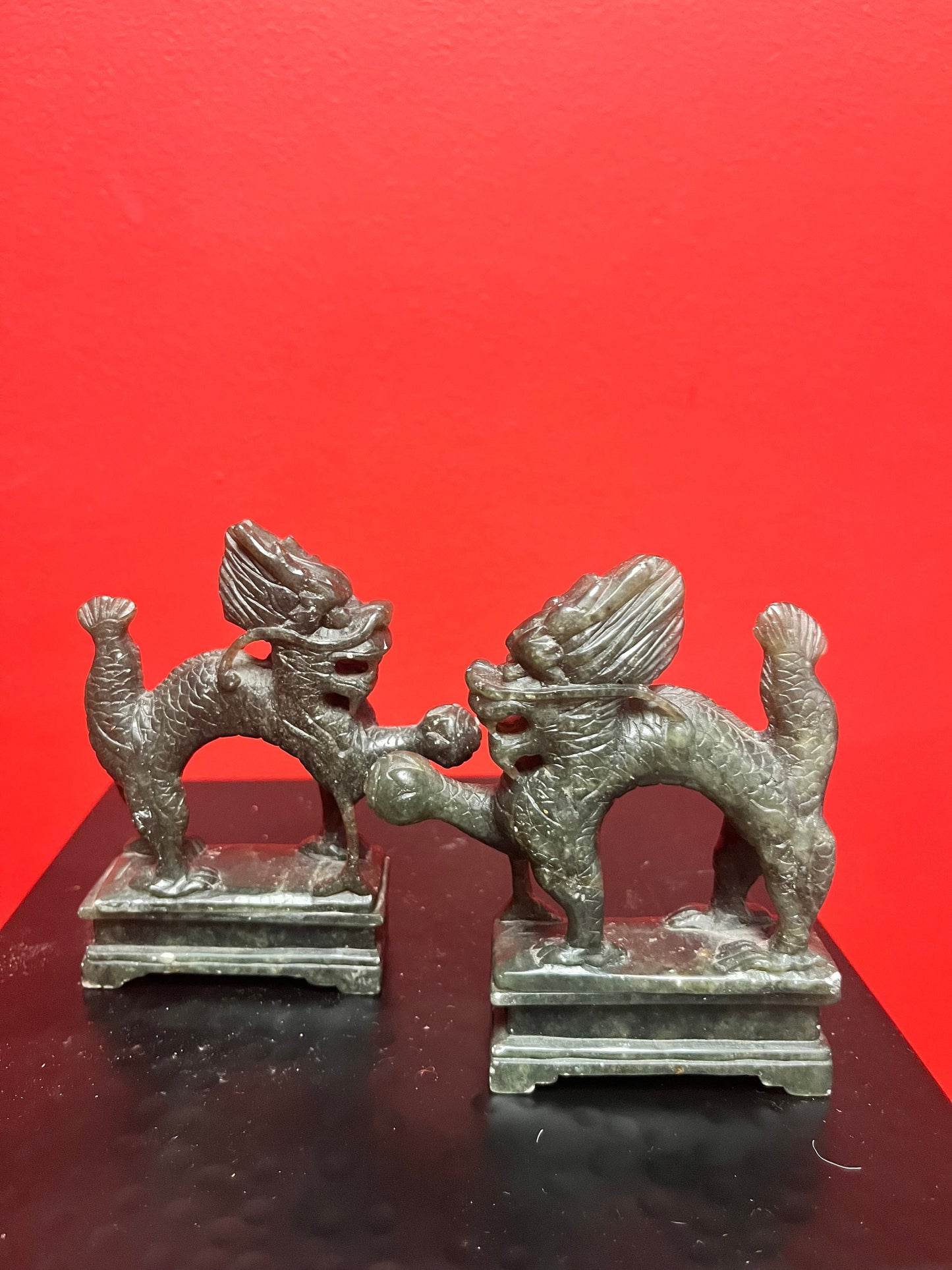 Pair of four inch long Burmese  jade dragons   delicious and wonderful imagery