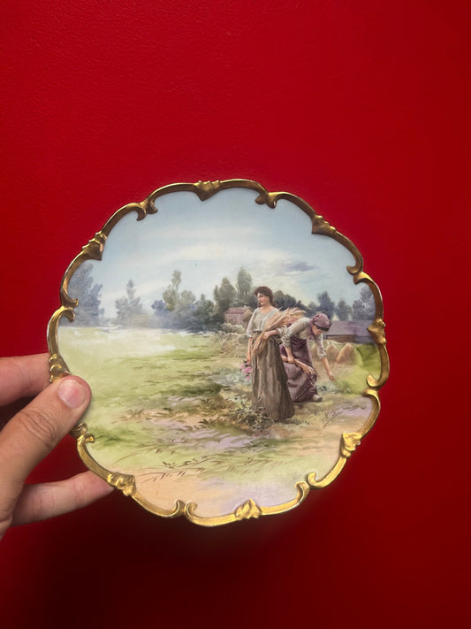 Beautiful 7 1/2 inch hand painted Austrian signed plate with gilded edges  beautiful gift