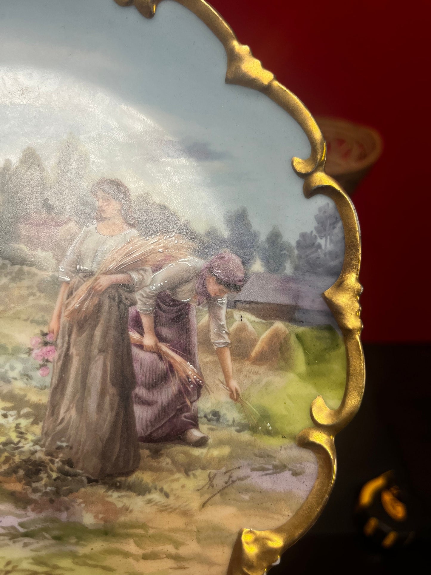 Beautiful 7 1/2 inch hand painted Austrian signed plate with gilded edges  beautiful gift