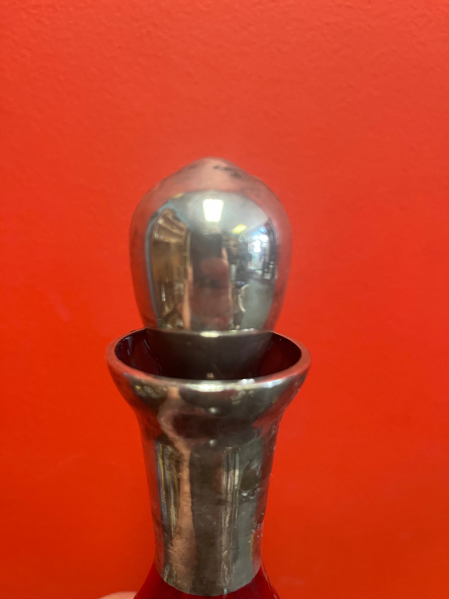 Absolutely beautiful 11 inch high ruby glass and sterling silver English antique decanter great value