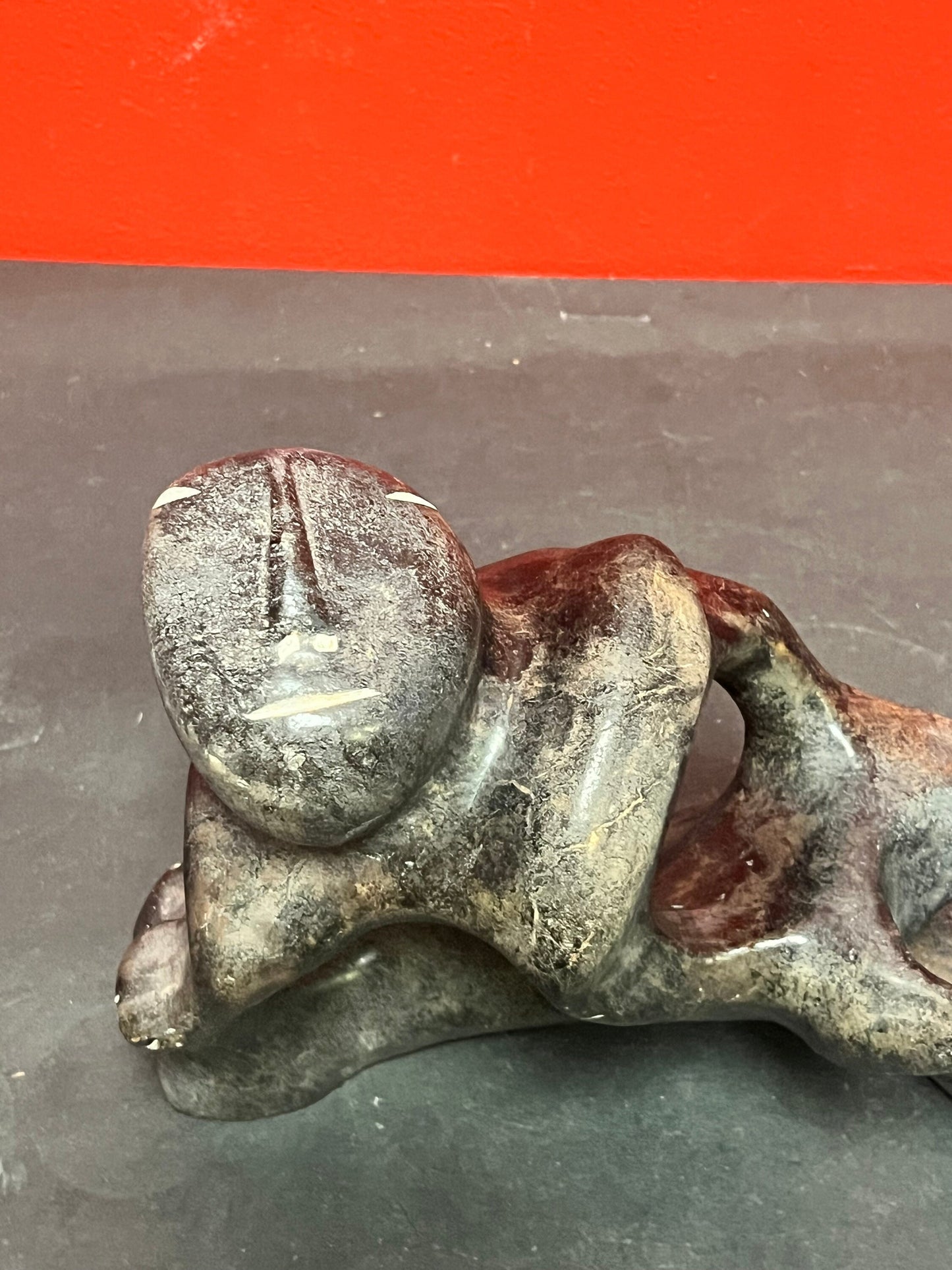 Stunning 10 x 7 high George Arlook abstract soapstone statue minor scratches beautiful Inuit soapstone very heavy