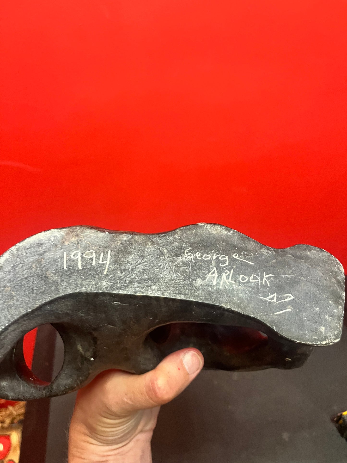 Stunning 10 x 7 high George Arlook abstract soapstone statue minor scratches beautiful Inuit soapstone very heavy
