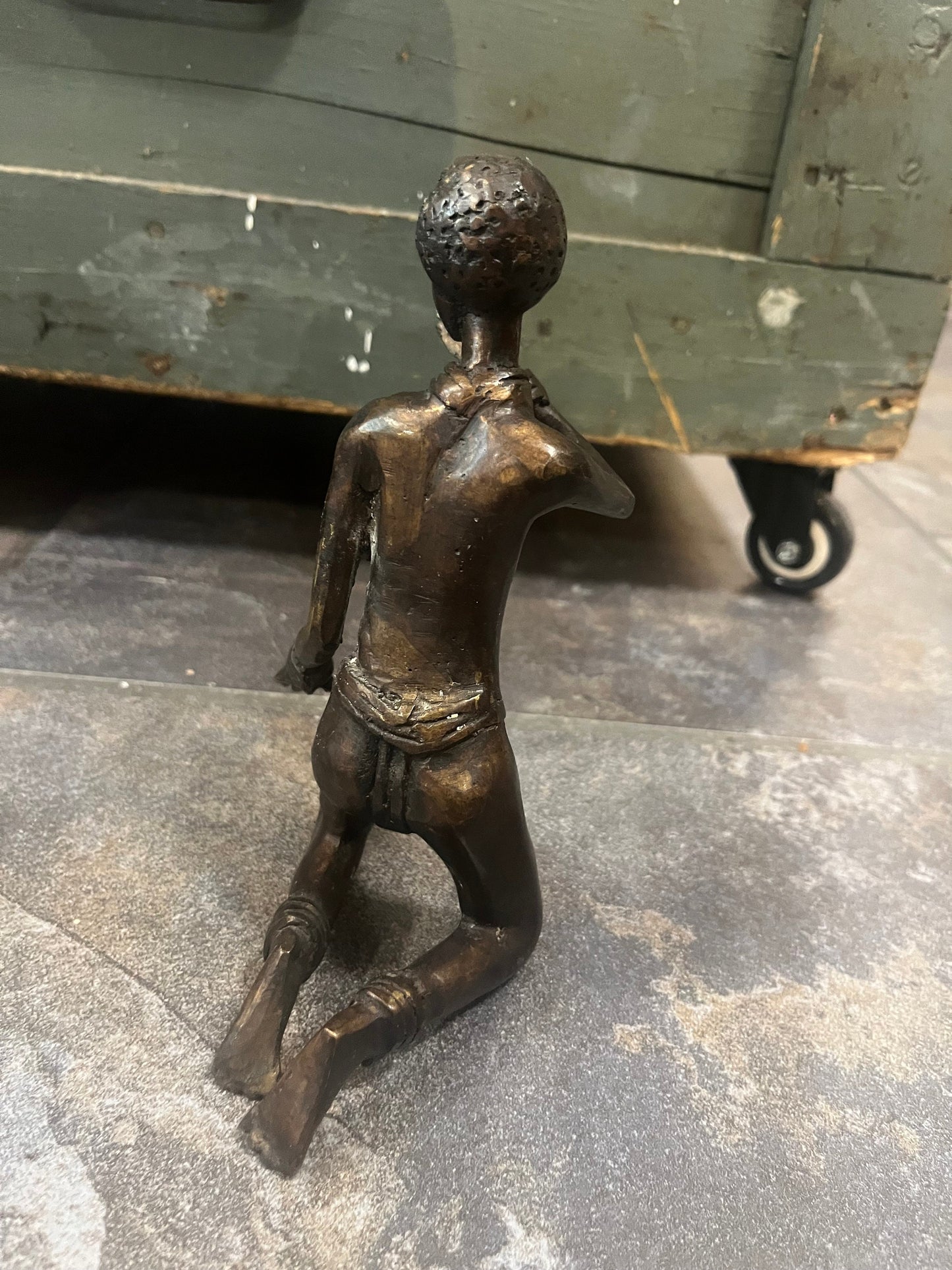 Wonderful 8 inch tall antique African bronze statue great patina and imagery