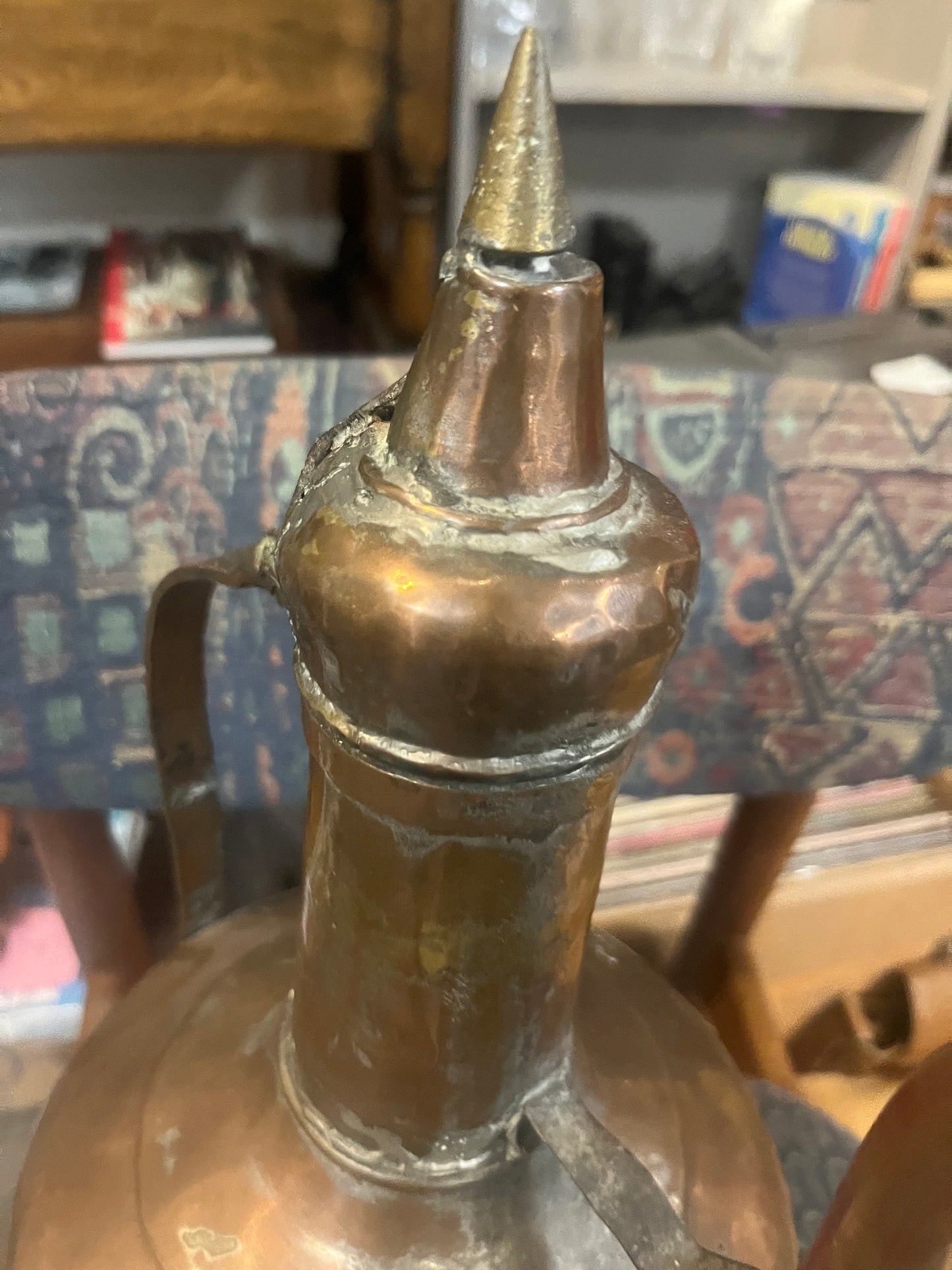 Stunning antique Persian copper 19 inch high by 9 inches wide ewer wonderful age and patina wow